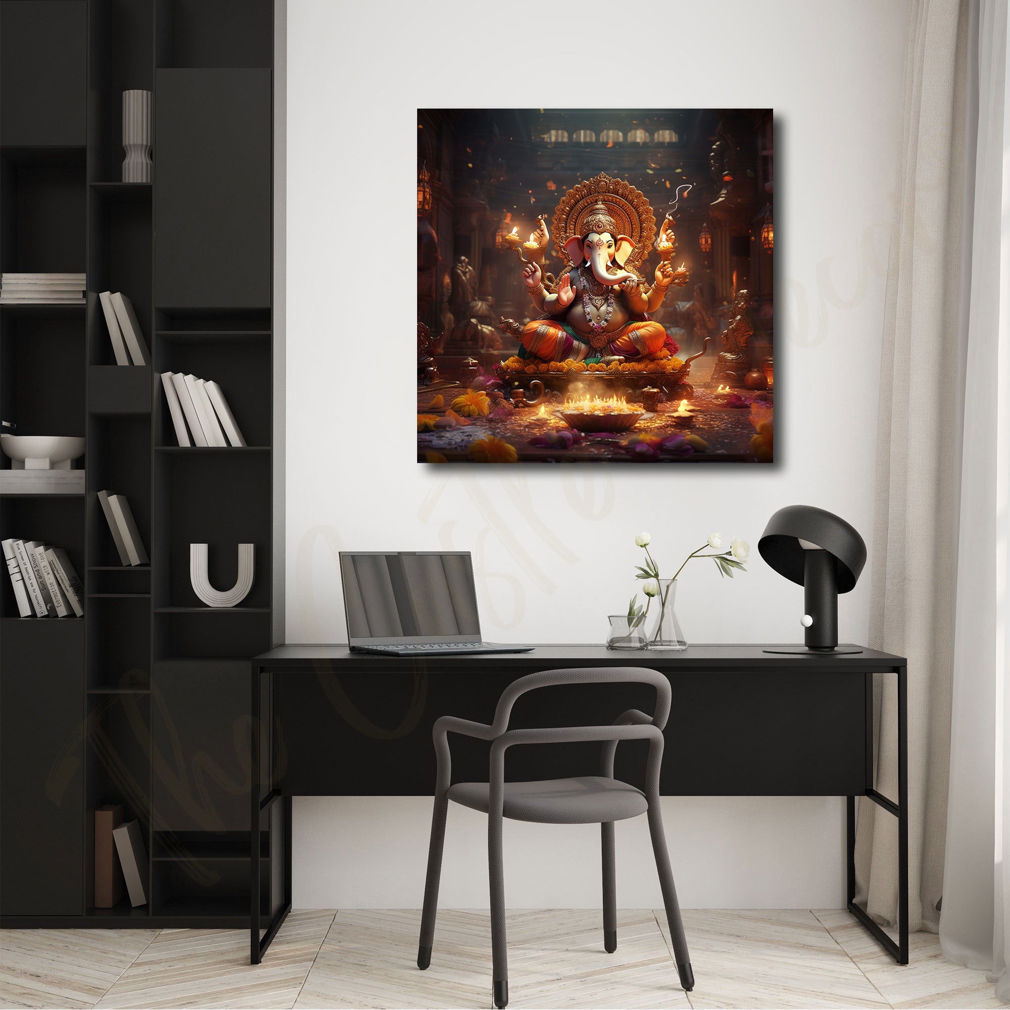 Ganeshji painting with frame Big Size Wall Art for living room,Bedroom,Drawing room,Hotels