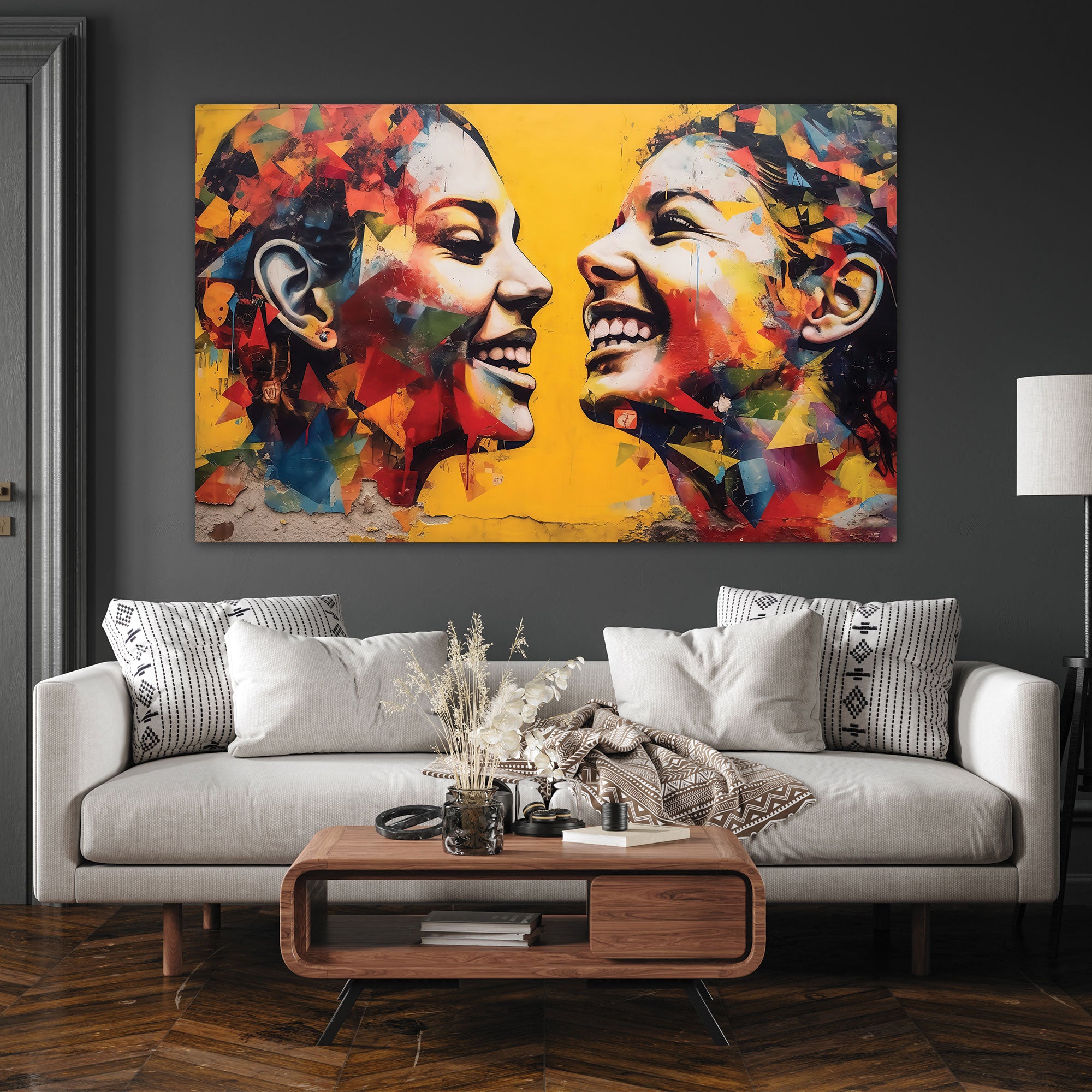 Multi WomenAbstract Canvas painting with frame Big Size Wall Art for living room,Bedroom,Drawing room,Hotels
