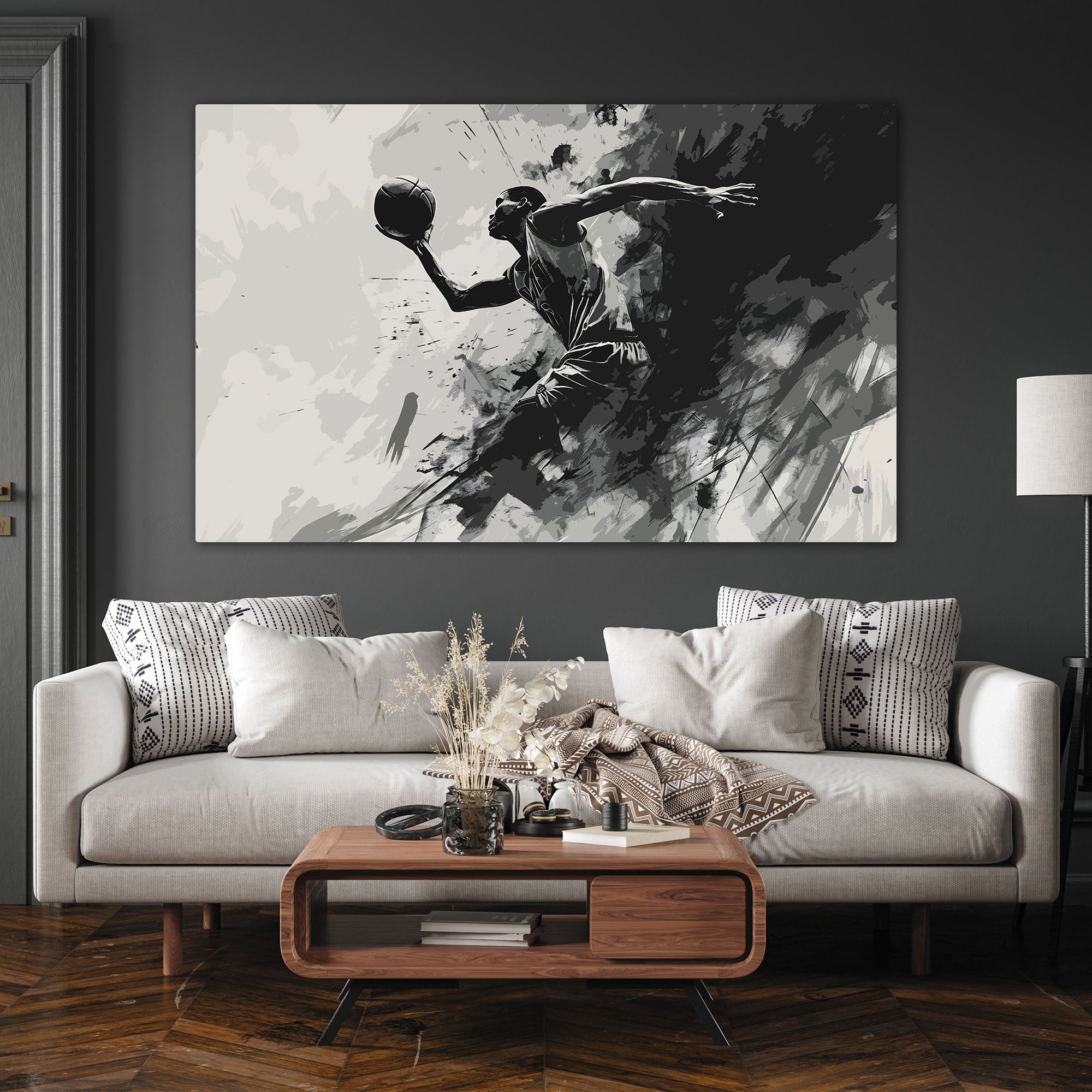 Basketball Canvas painting with frame Big Size Wall Art for living room,Bedroom,Drawing room,Hotels