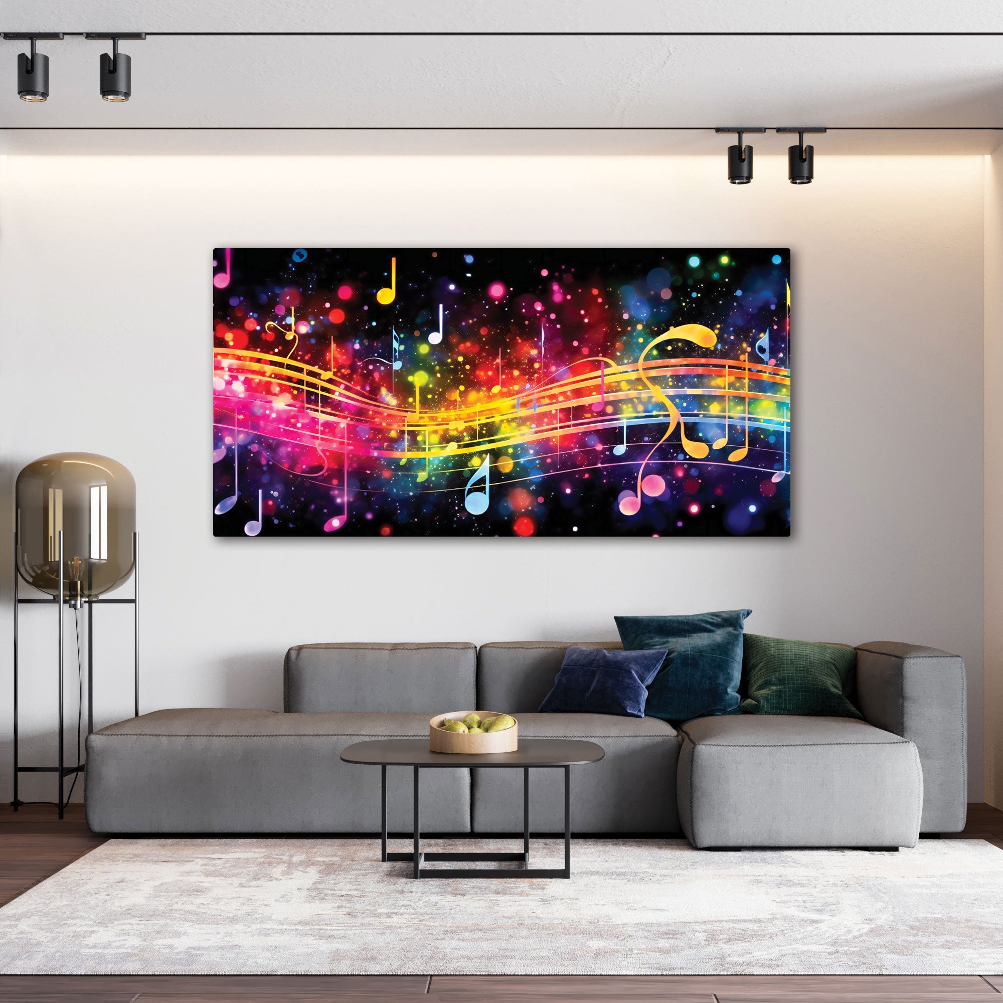 Colourful music notesAbstract Canvas painting with frame Big Size Wall Art for living room,Bedroom,Drawing room,Hotels