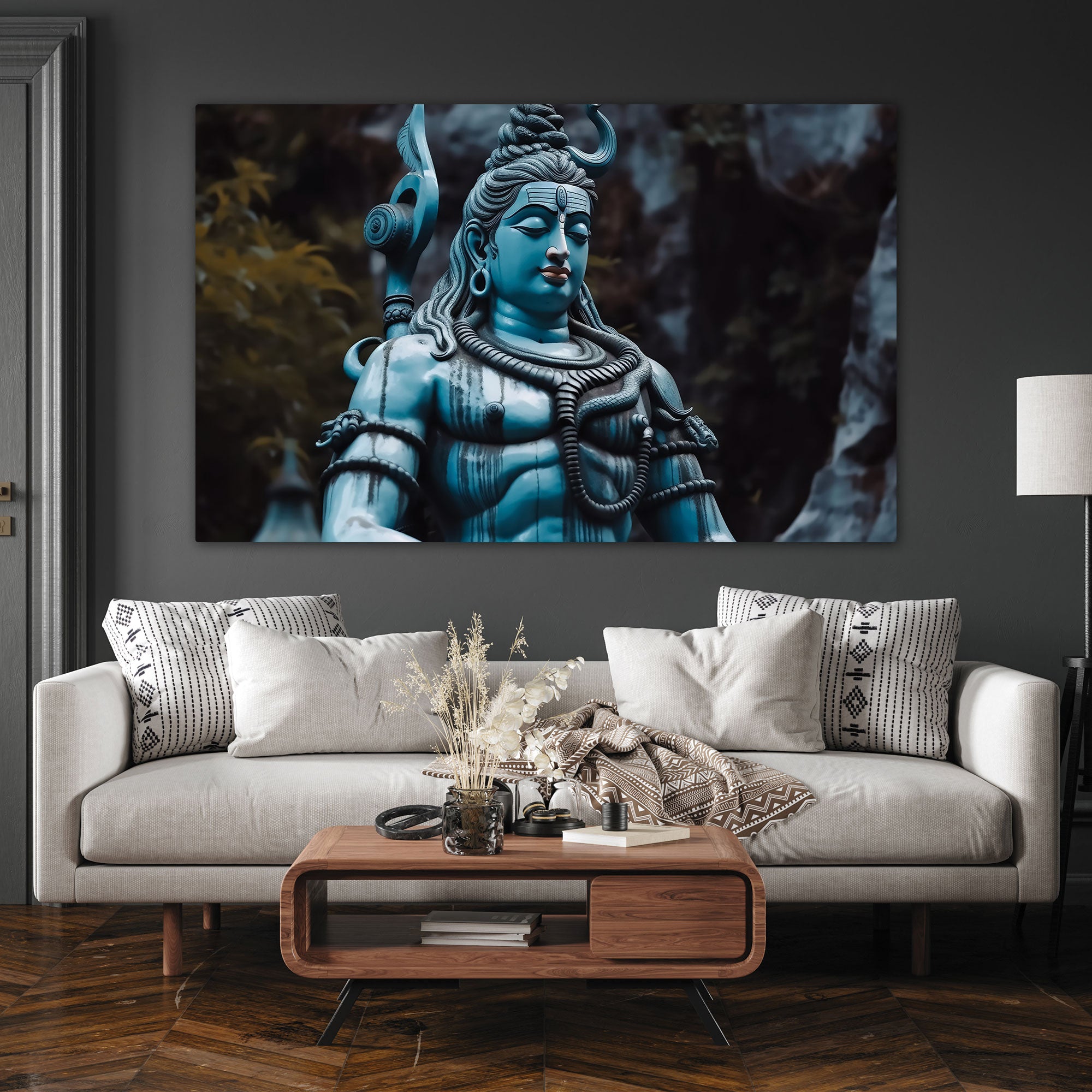 Lord shiva Canvas painting with frame Big Size Wall Art for living room,Bedroom,Drawing room,Hotels