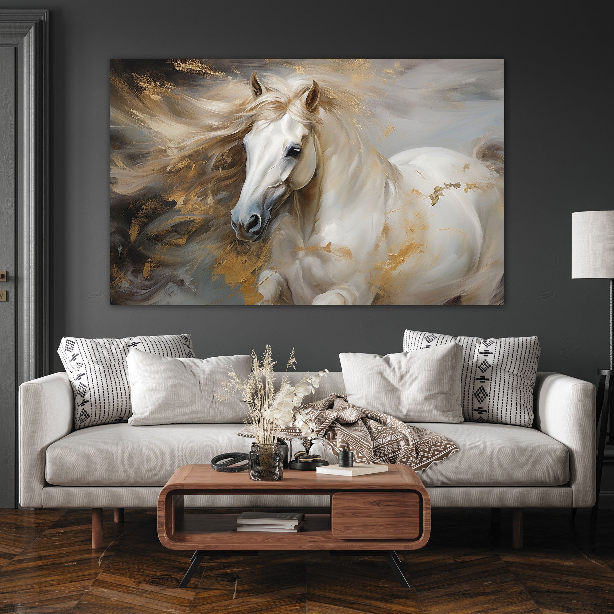 Modern horse Canvas painting with frame Big Size Wall Art for living room,Bedroom,Drawing room,Hotels