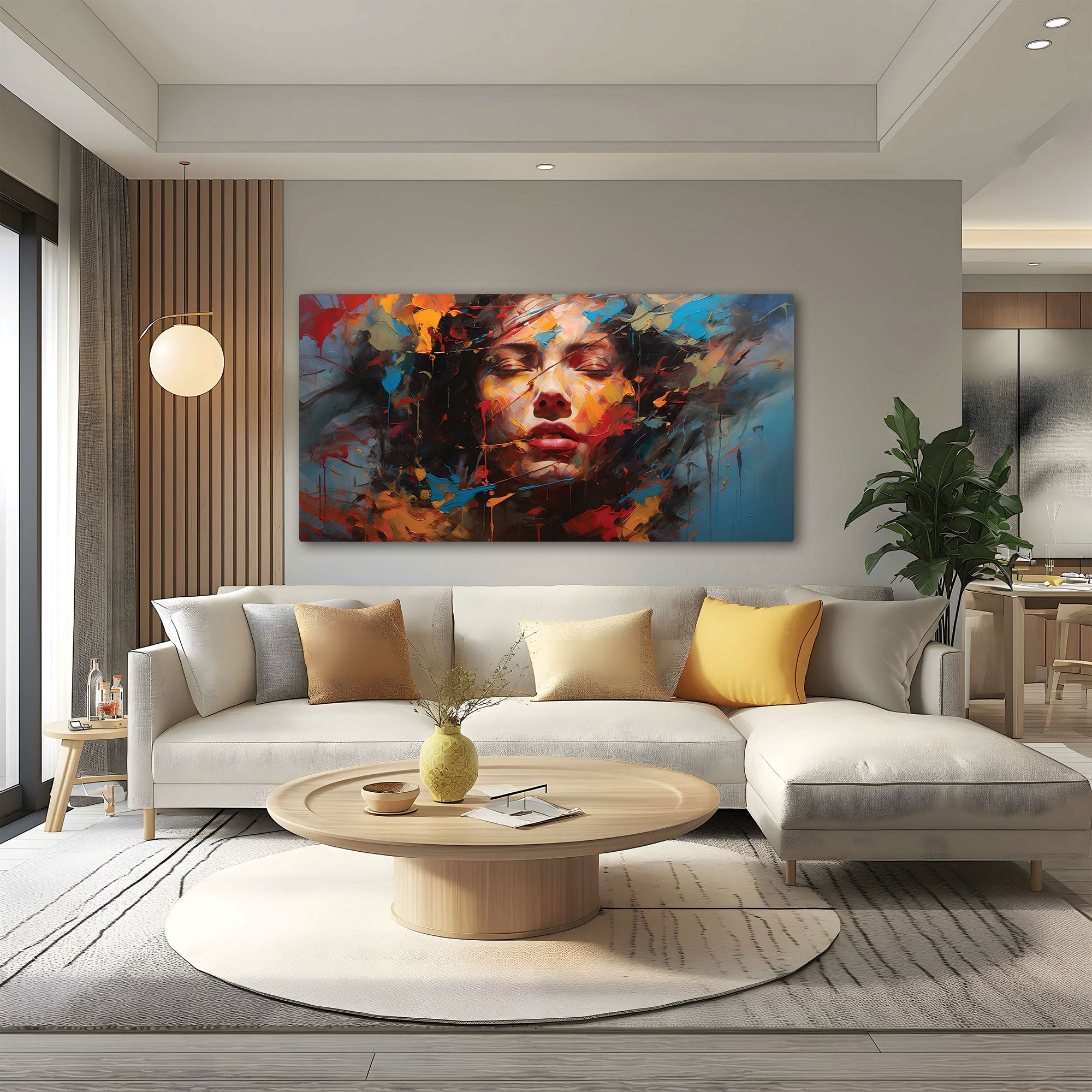 Women faceAbstract Canvas painting with frame Big Size Wall Art for living room,Bedroom,Drawing room,Hotels
