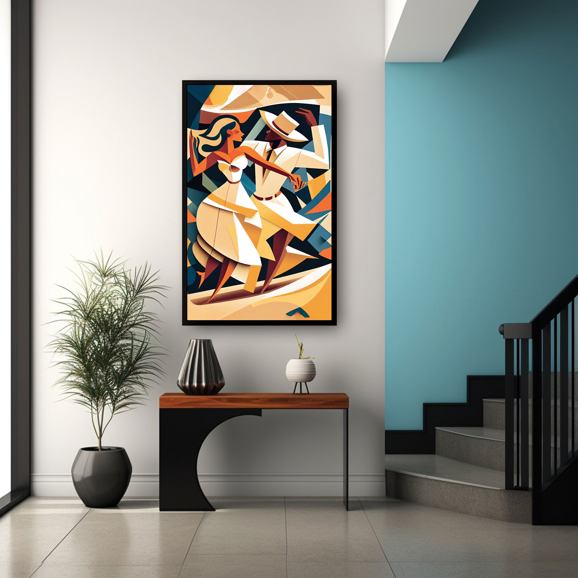 couple danceAbstract Canvas painting with frame Big Size Wall Art for living room,Bedroom,Drawing room,Hotels