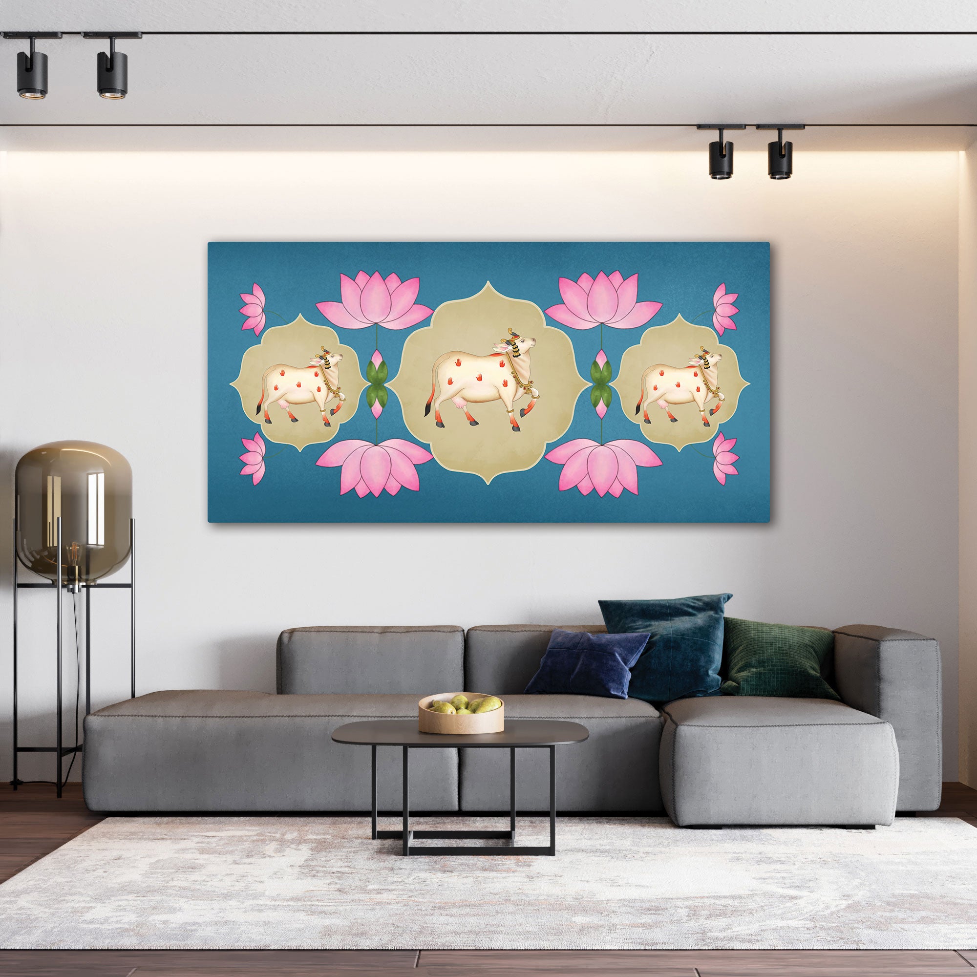 Cow Canvas painting with frame Big Size Wall Art for living room,Bedroom,Drawing room,Hotels