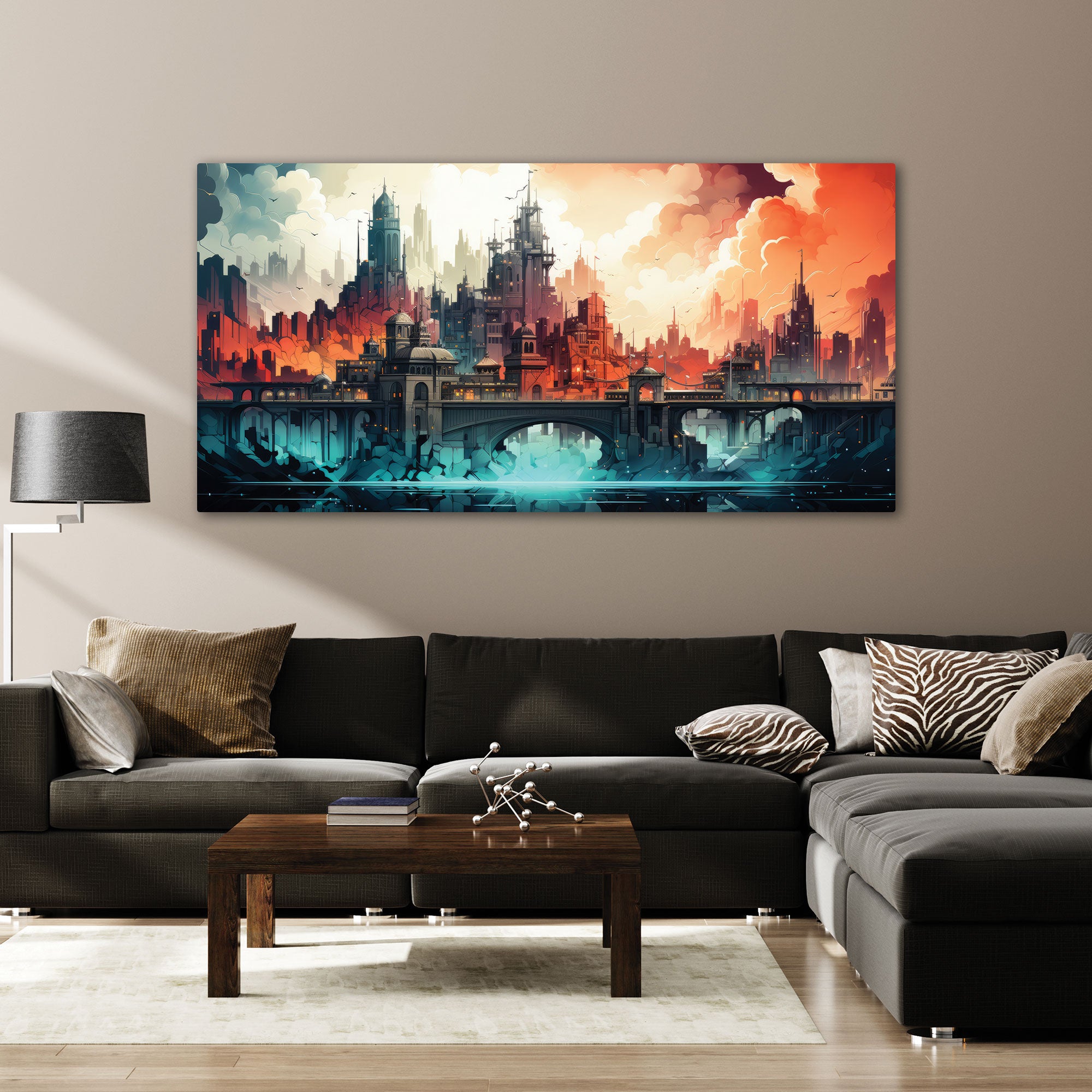 CityAbstract Canvas painting with frame Big Size Wall Art for living room,Bedroom,Drawing room,Hotels