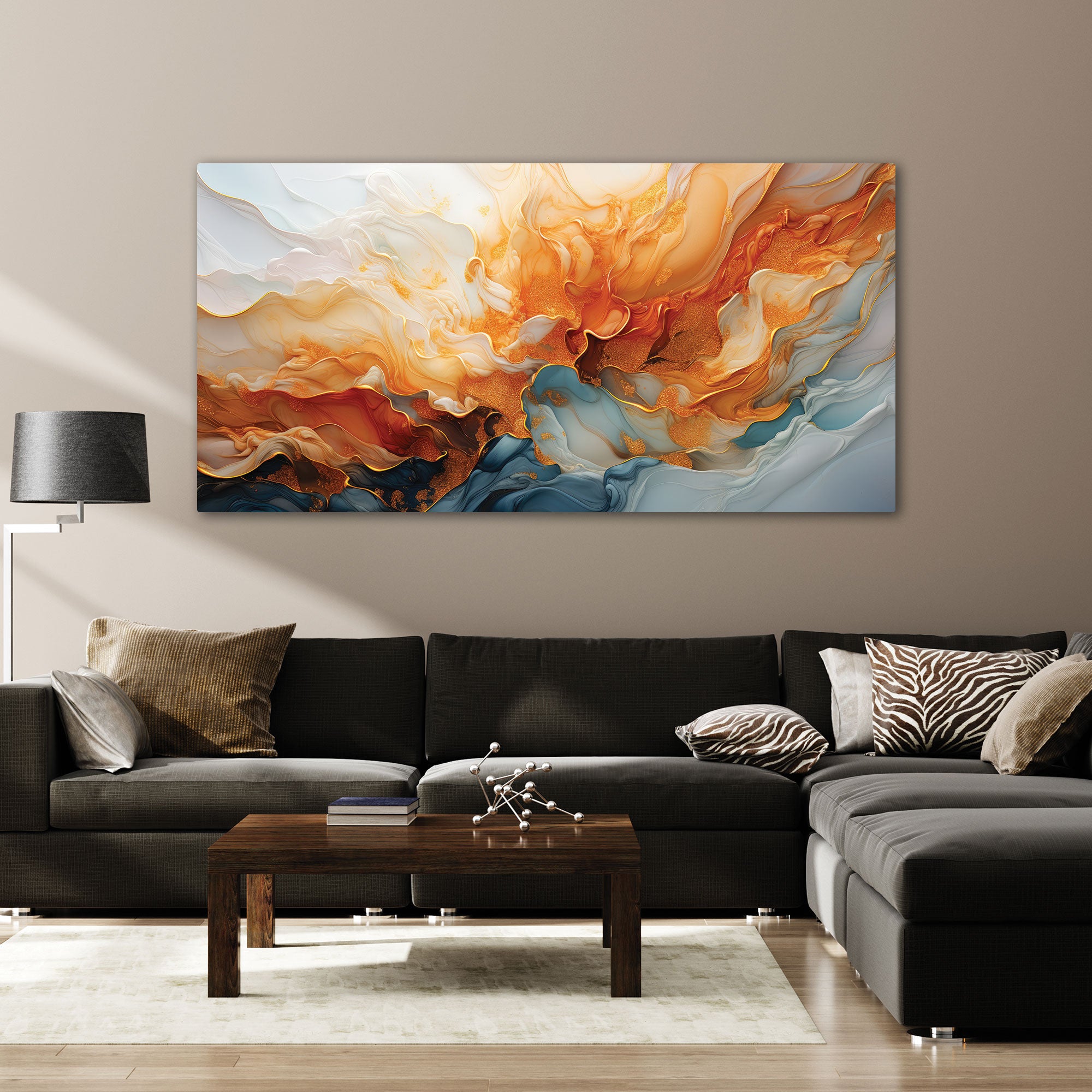 Modern MulticoloursAbstract Canvas painting with frame Big Size Wall Art for living room,Bedroom,Drawing room,Hotels