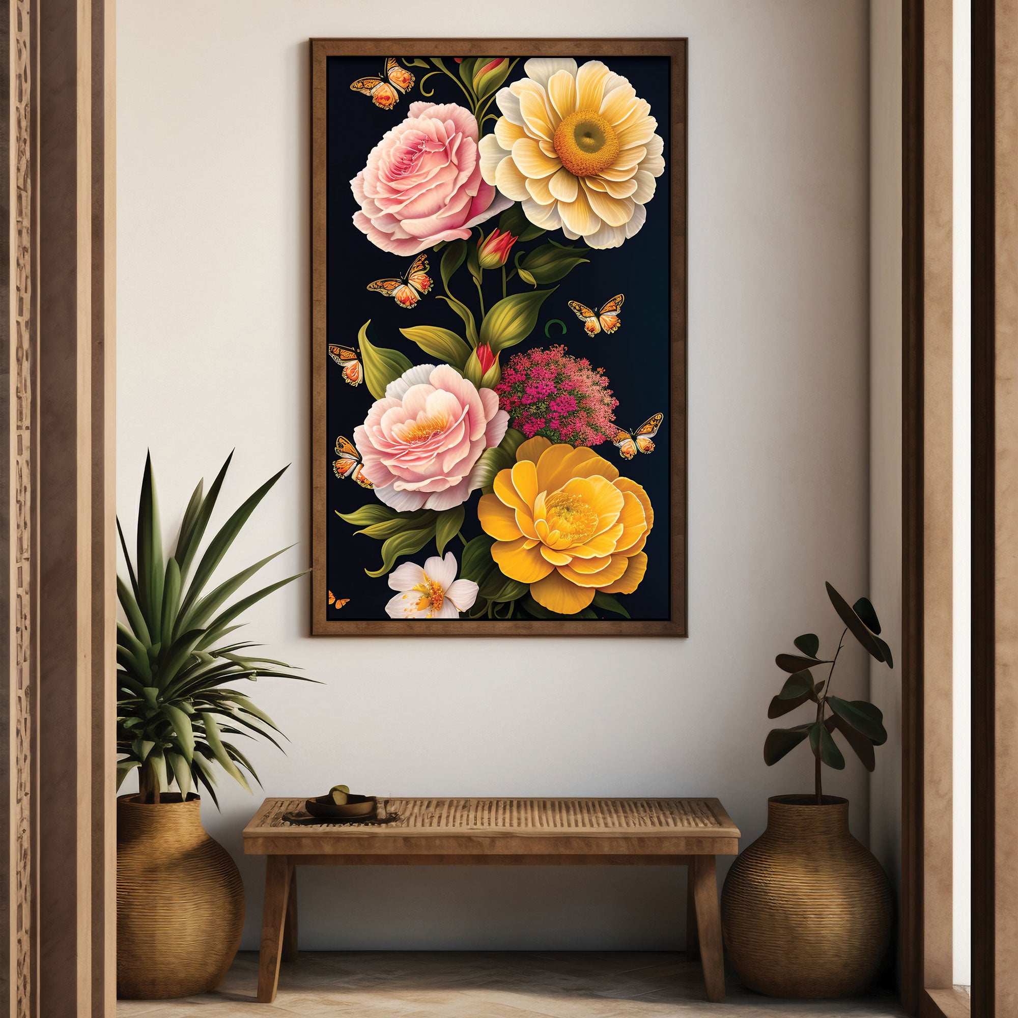 FlowerAbstract Canvas painting with frame Big Size Wall Art for living room,Bedroom,Drawing room,Hotels
