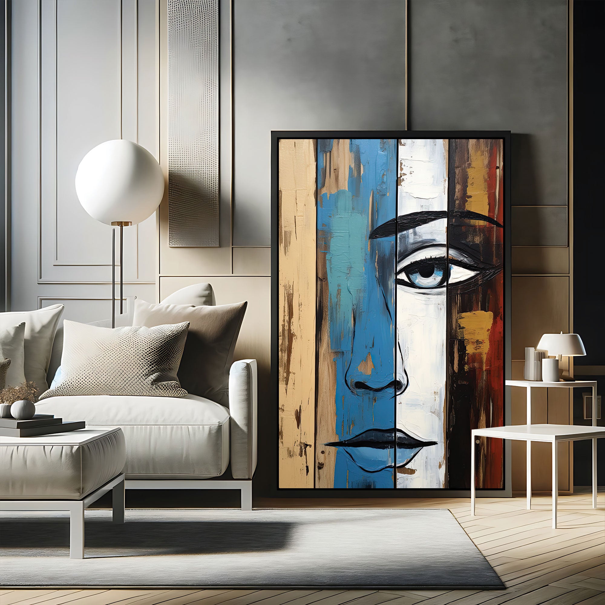 Women faceAbstract Canvas painting with frame Big Size Wall Art for living room,Bedroom,Drawing room,Hotels