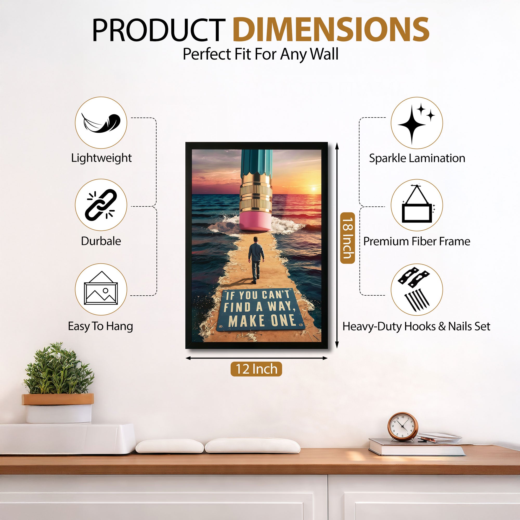 The Castle Decor If You Can’t Find A Way Make One Wall Art Frame | Motivational Quote Wall Decor for Office, Study & Home