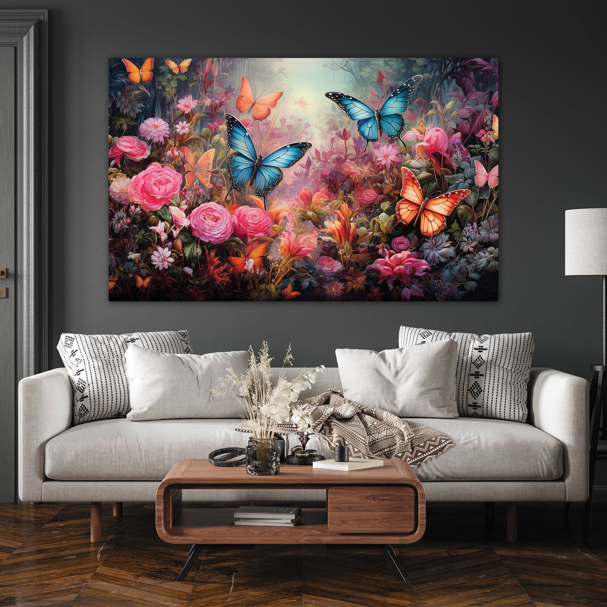 Buttrflies Abstract Canvas painting with frame Big Size Wall Art for living room,Bedroom,Drawing room,Hotels