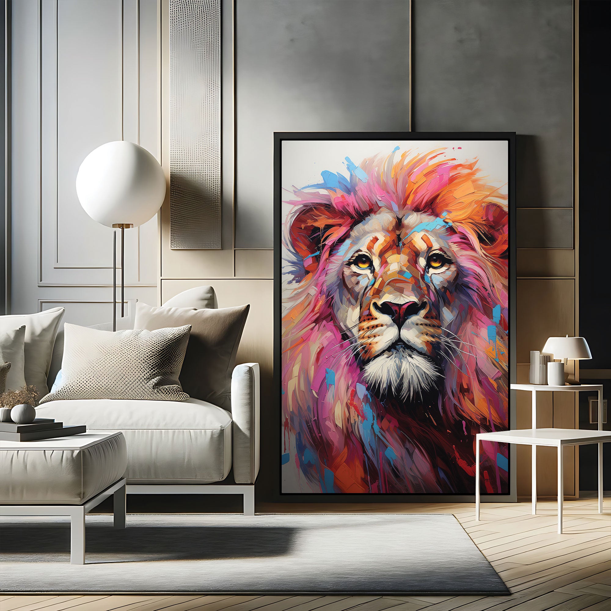 LionAbstract Canvas painting with frame Big Size Wall Art for living room,Bedroom,Drawing room,Hotels