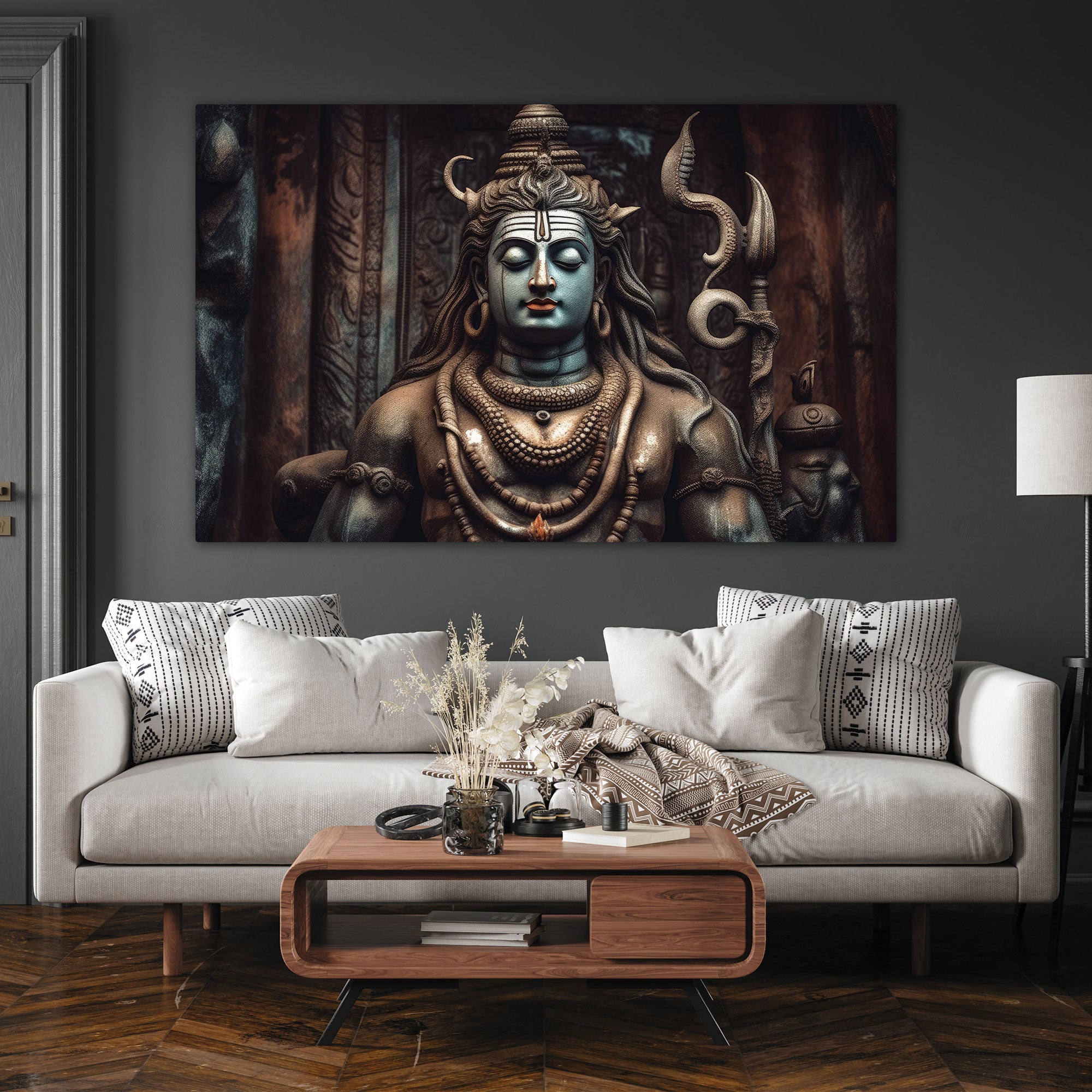 Lord shiva Canvas painting with frame Big Size Wall Art for living room,Bedroom,Drawing room,Hotels