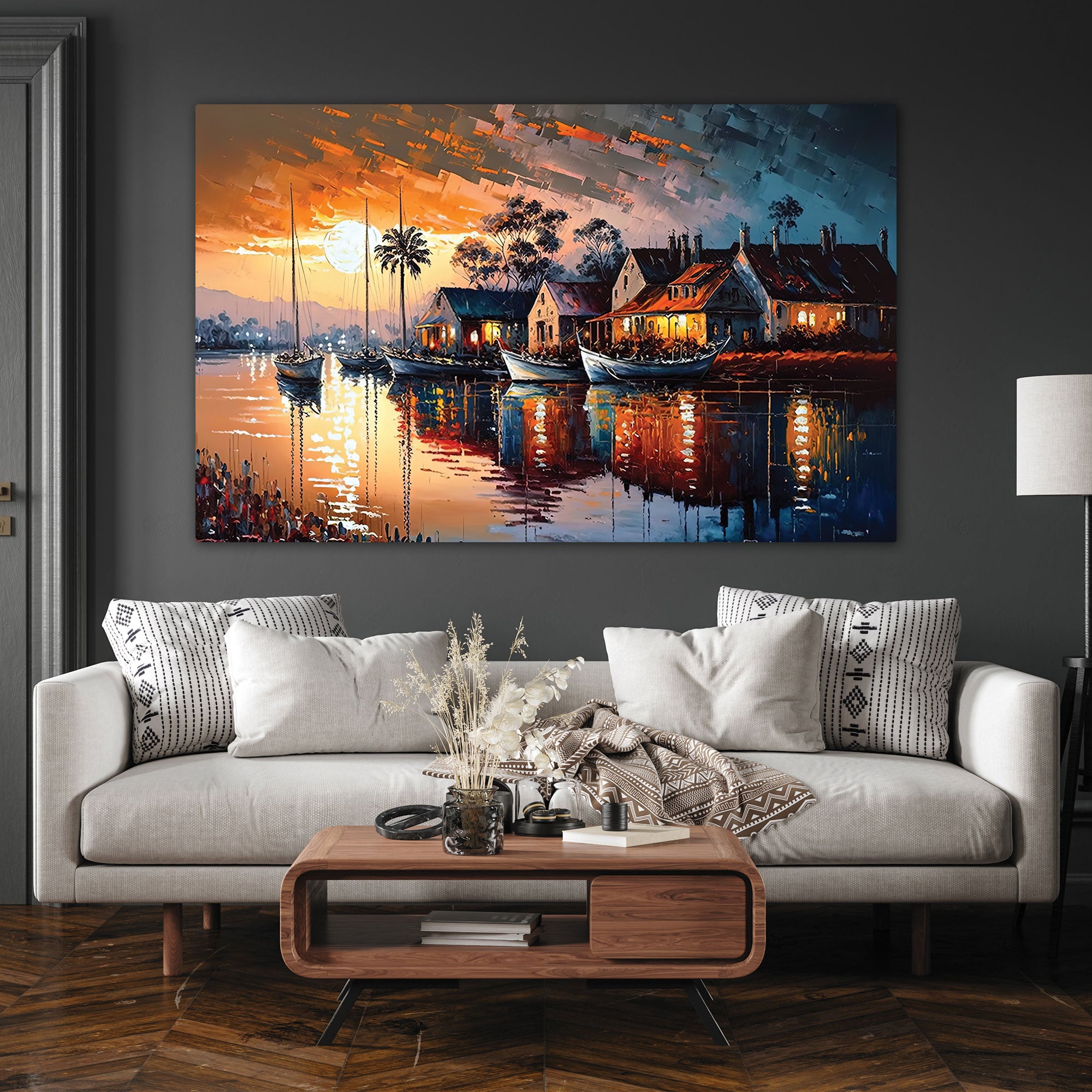 Cityscape Canvas painting with frame Big Size Wall Art for living room,Bedroom,Drawing room,Hotels