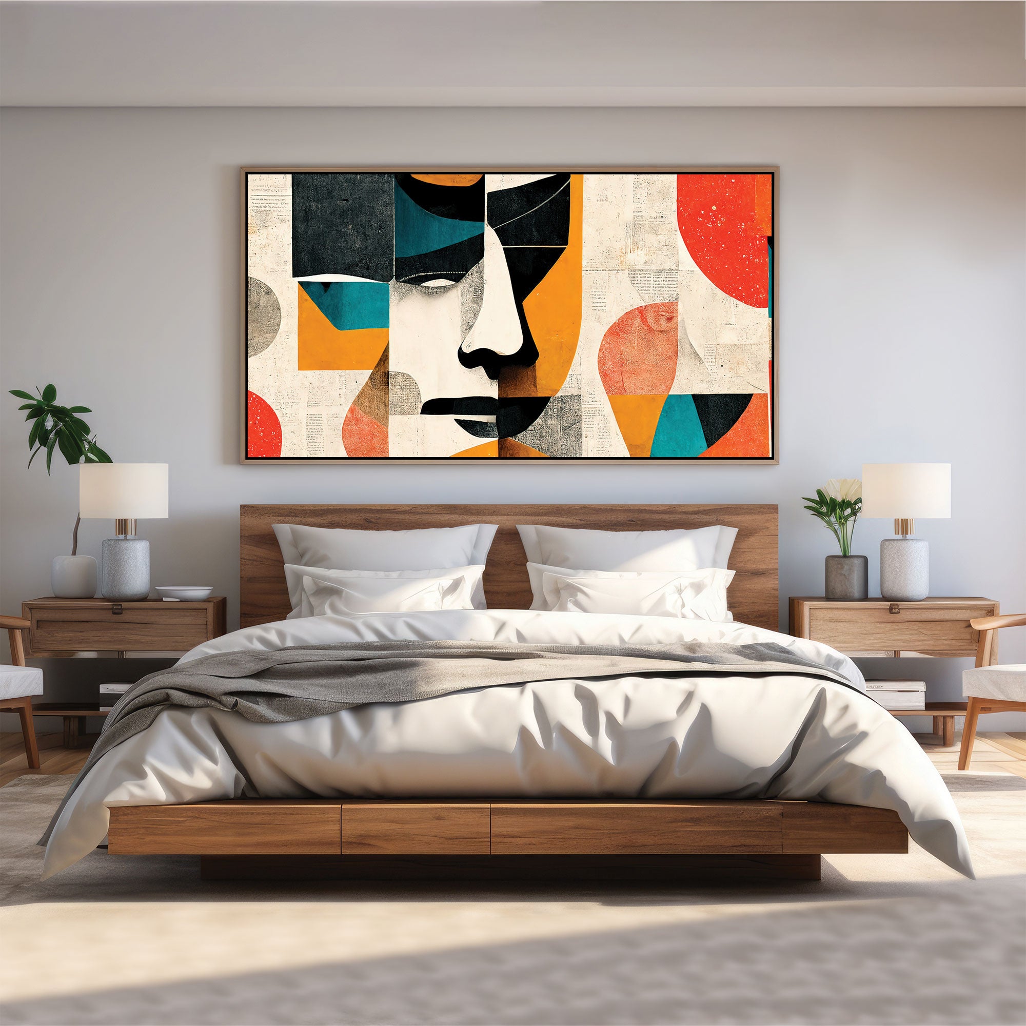 FaceAbstract finish Canvas painting with frame Big Size Wall Art for living room,Bedroom,Drawing room,Hotels