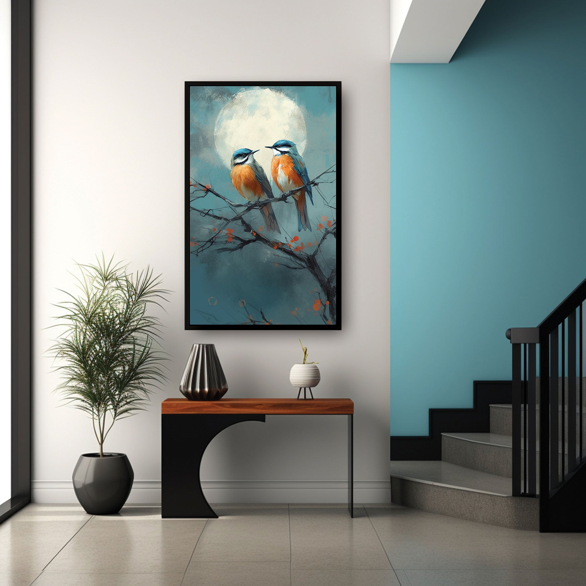 birdsAbstract Canvas painting with frame Big Size Wall Art for living room,Bedroom,Drawing room,Hotels