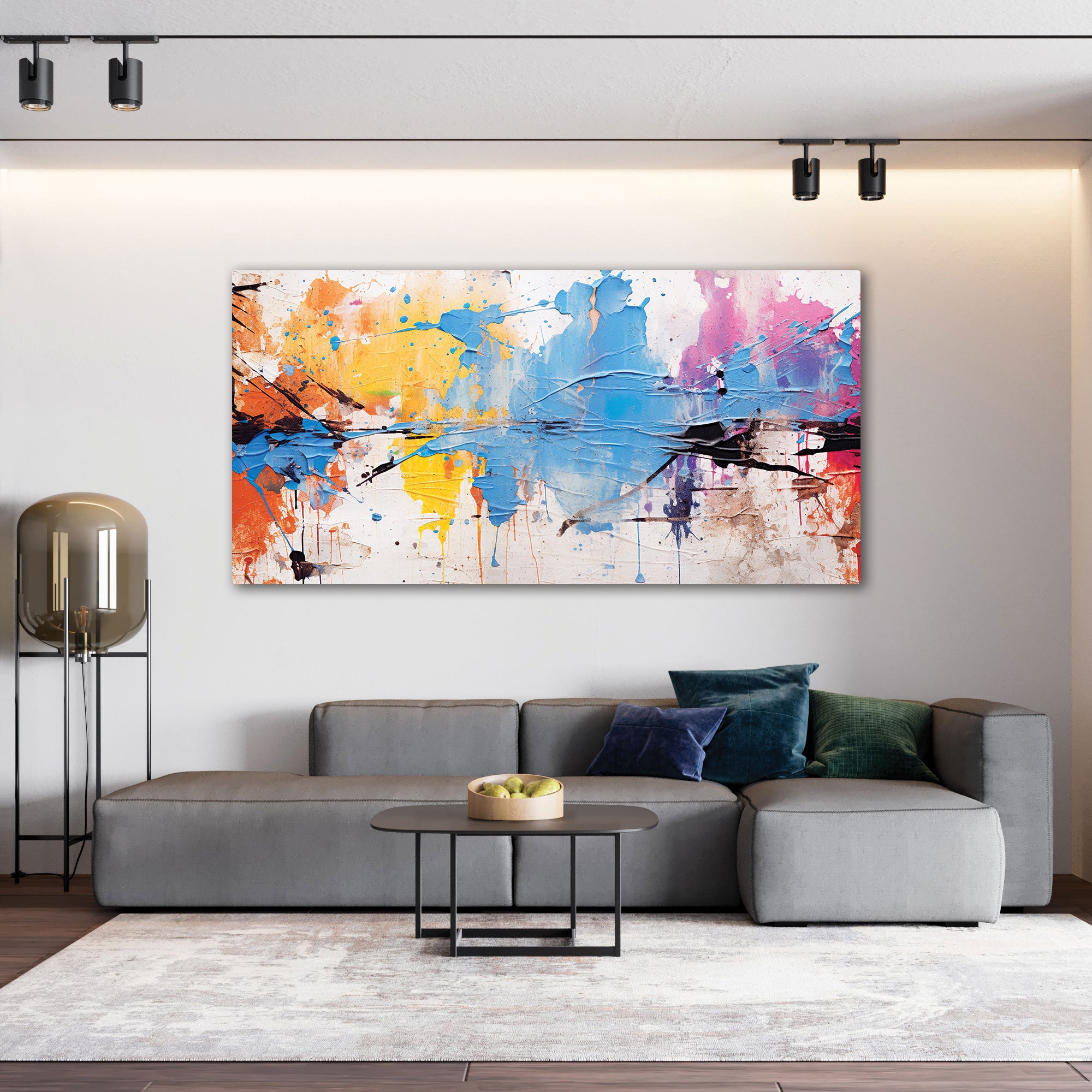 ColoursAbstract Canvas painting with frame Big Size Wall Art for living room,Bedroom,Drawing room,Hotels