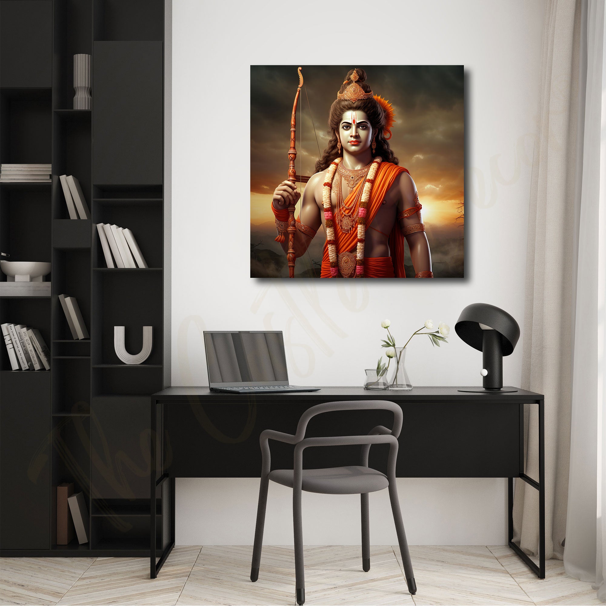 Ram mandir/Lord Ram painting with frame Big Size Wall Art for living room,Bedroom,Drawing room,Hotels