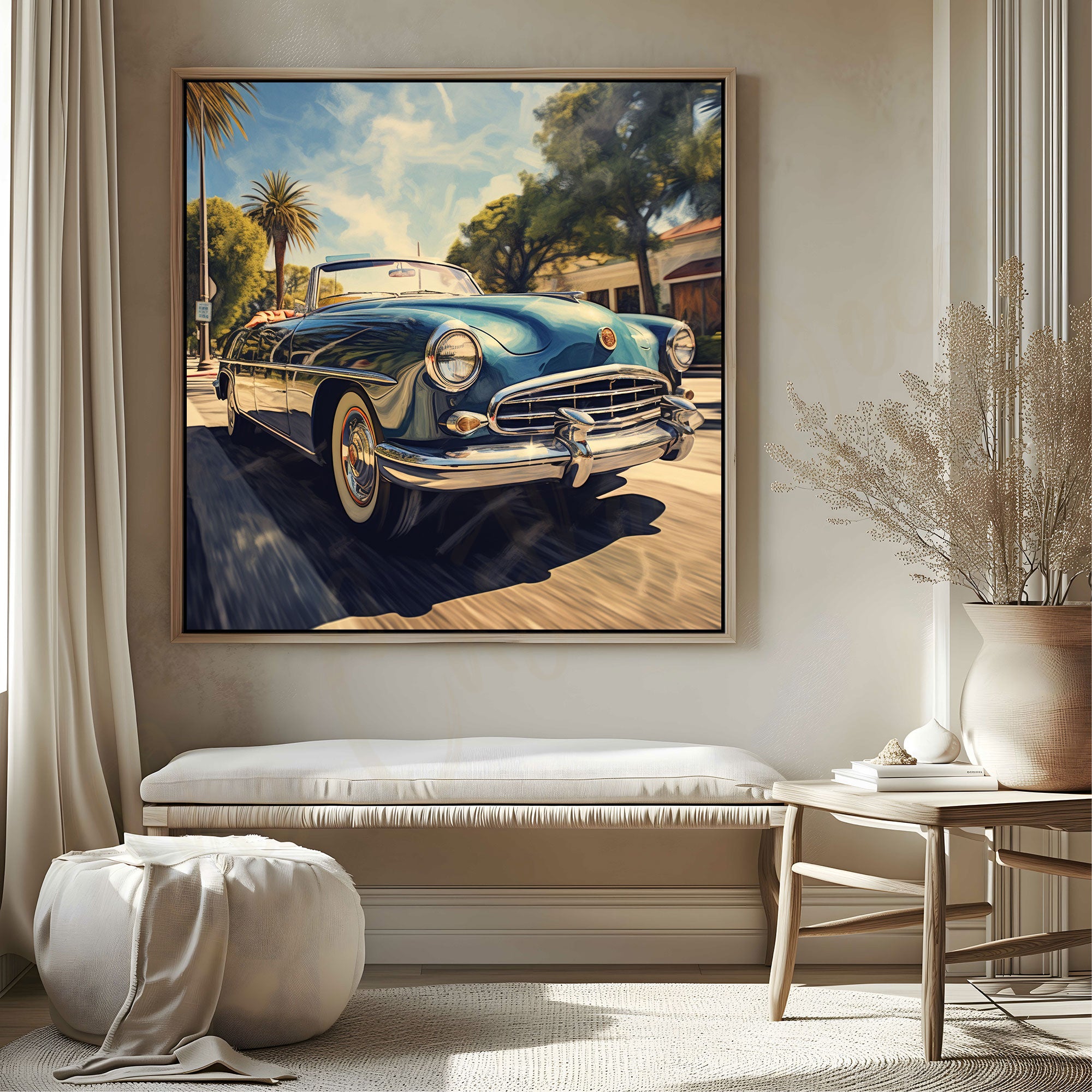 Vintage car with frame Big Size Wall Art for living room,Bedroom,Drawing room,Hotels