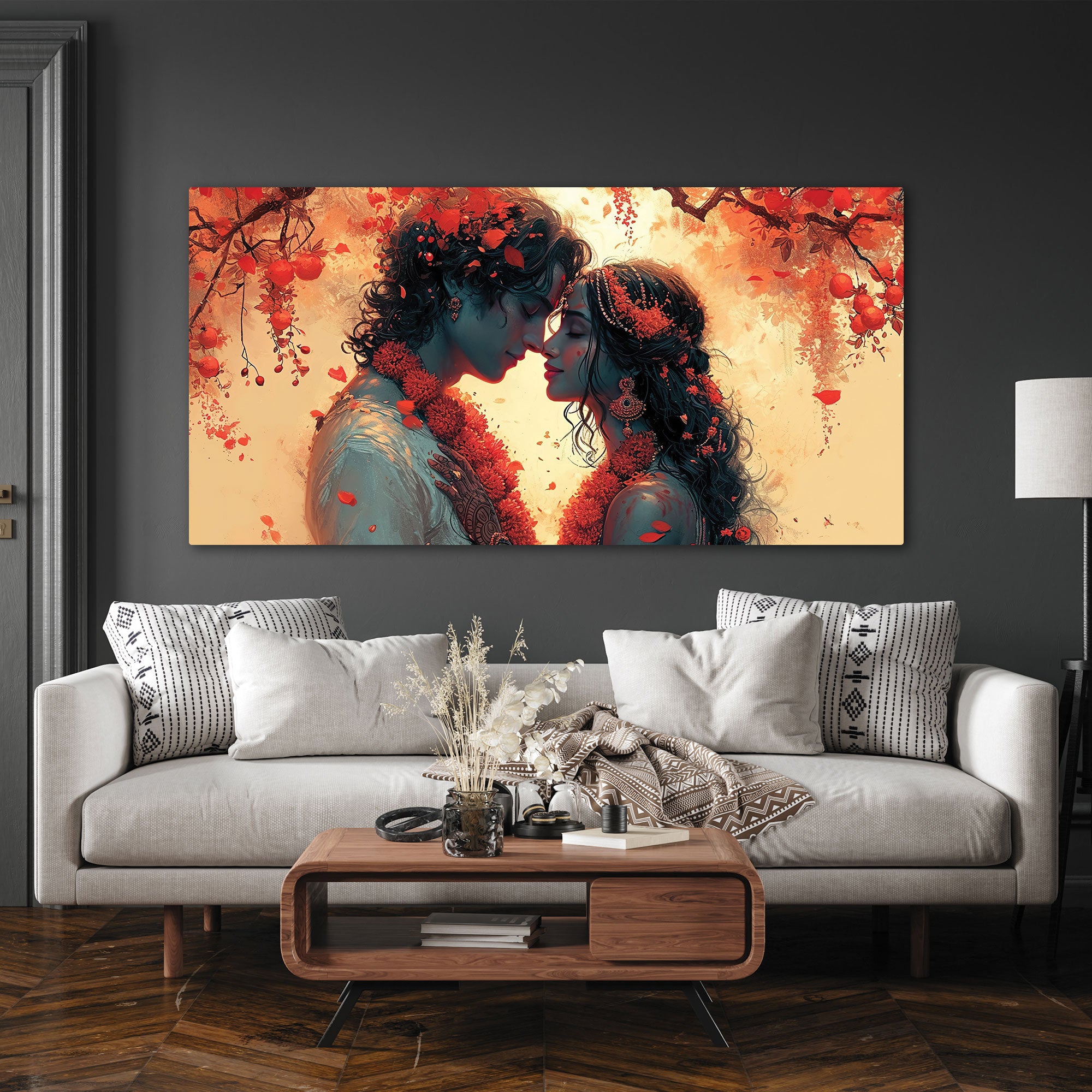 Radha krishana love Canvas painting with frame Big Size Wall Art for living room,Bedroom,Drawing room,Hotels