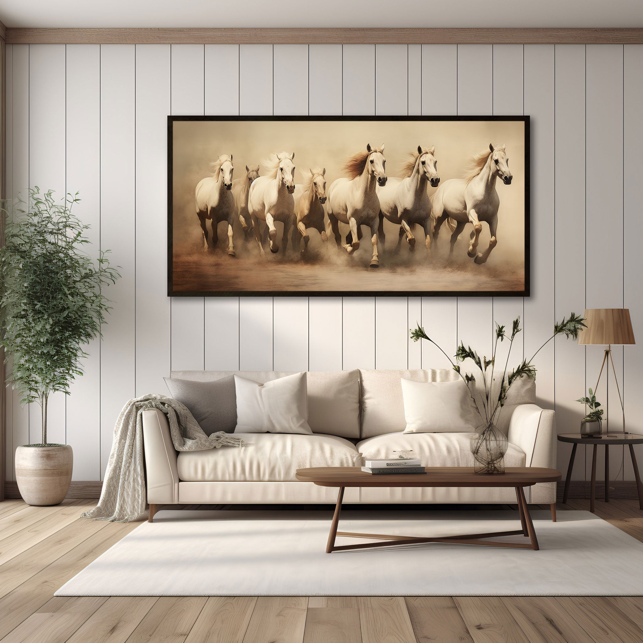 Running 7 horses vaastu Canvas painting Big Size Wall Art for living room,Bedroom,Drawing room,Hotels