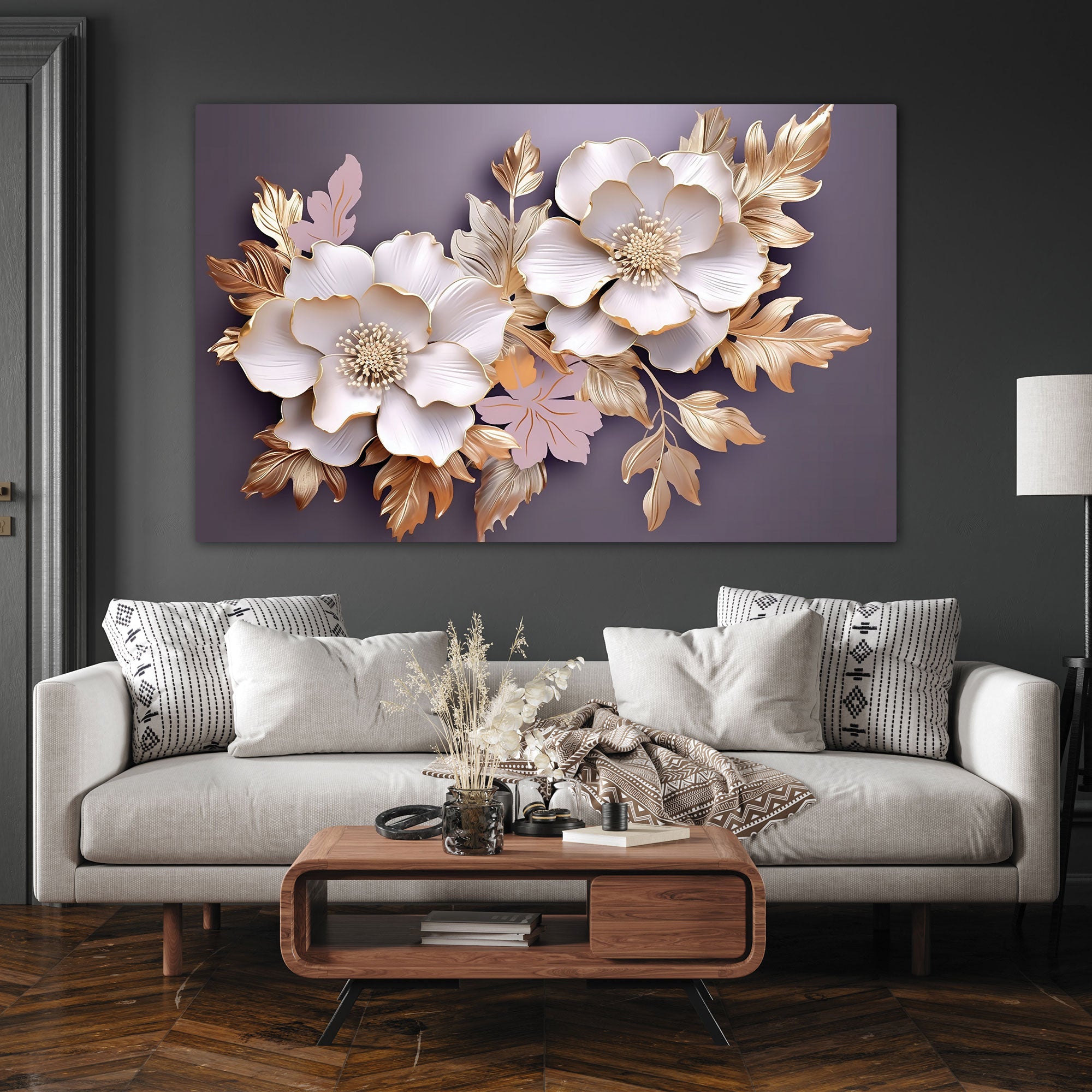 Flowers Canvas painting with frame Big Size Wall Art for living room,Bedroom,Drawing room,Hotels