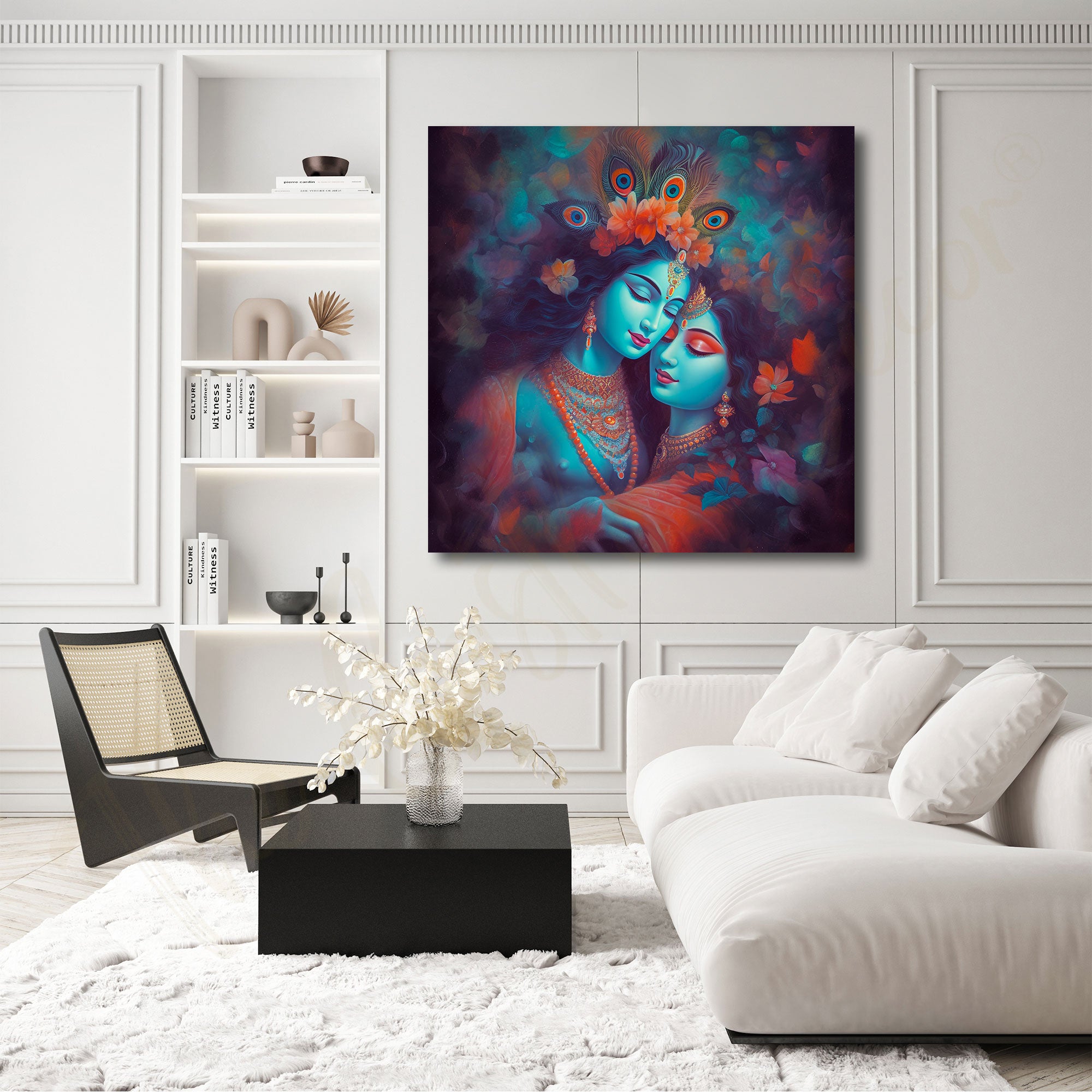 Radha krishan love painting with frame Big Size Wall Art for living room,Bedroom,Drawing room,Hotels