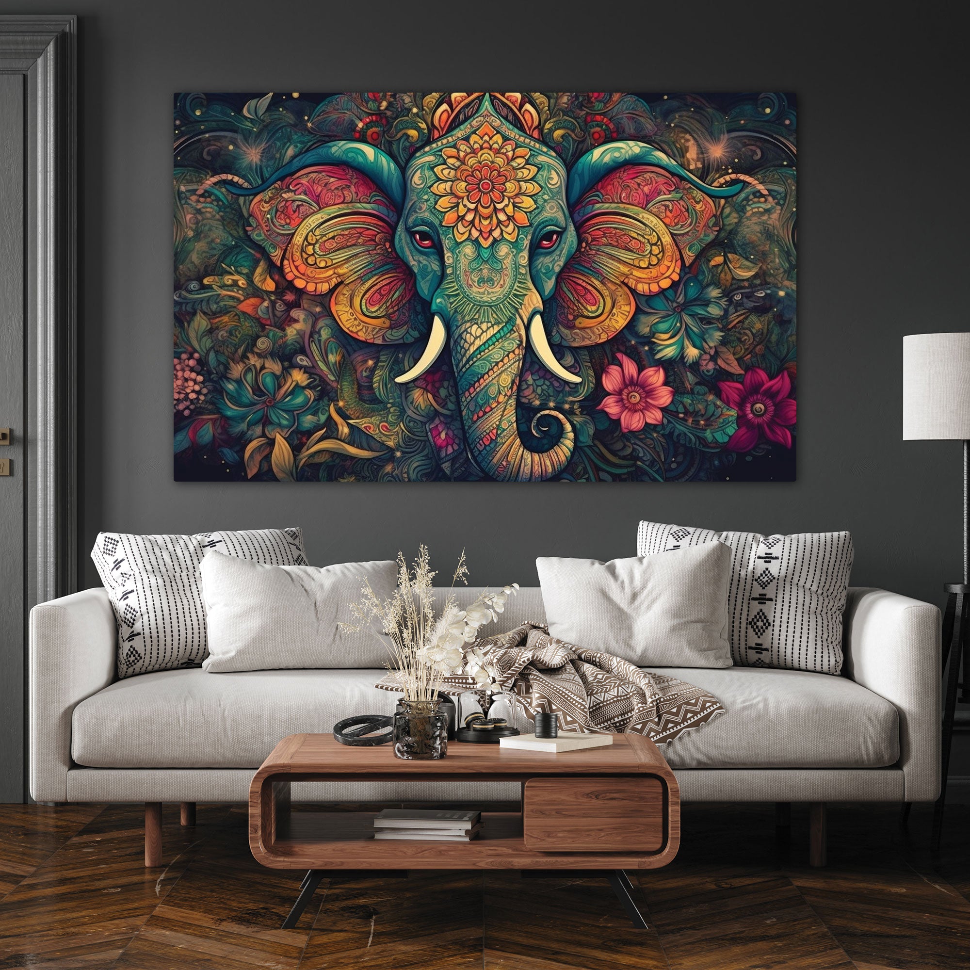 Ganesh ji Canvas painting with frame Big Size Wall Art for living room,Bedroom,Drawing room,Hotels