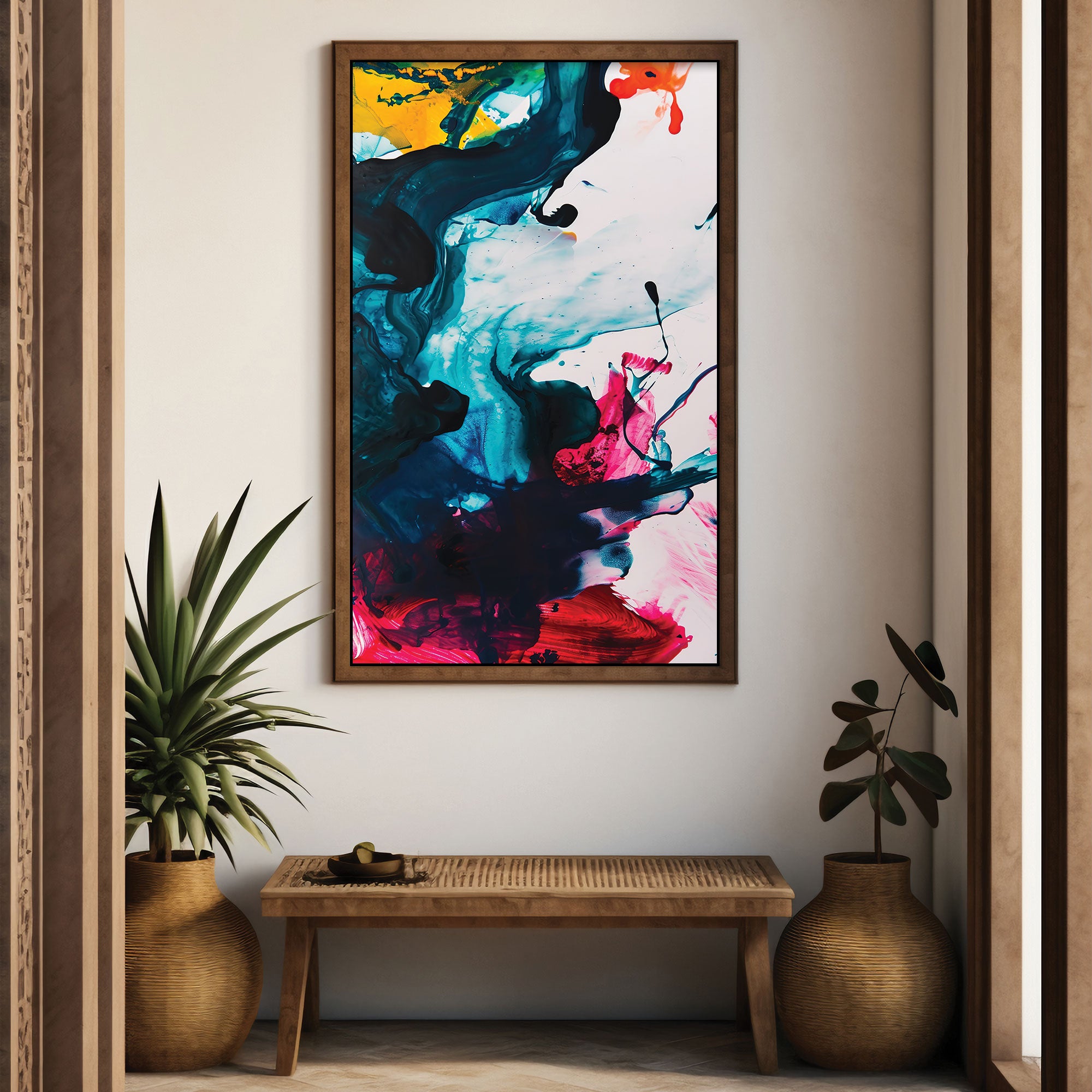 Multi colourAbstract Canvas painting with frame Big Size Wall Art for living room,Bedroom,Drawing room,Hotels