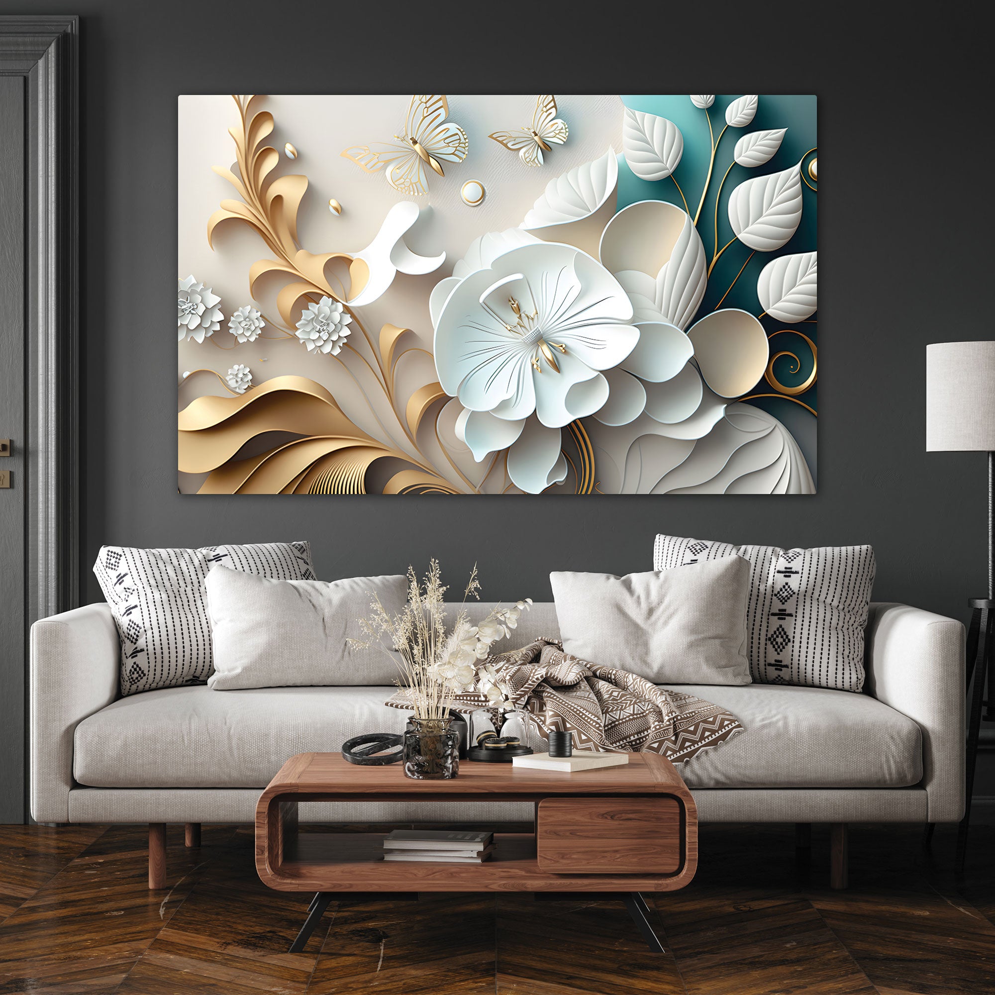 Flowers Canvas painting with frame Big Size Wall Art for living room,Bedroom,Drawing room,Hotels