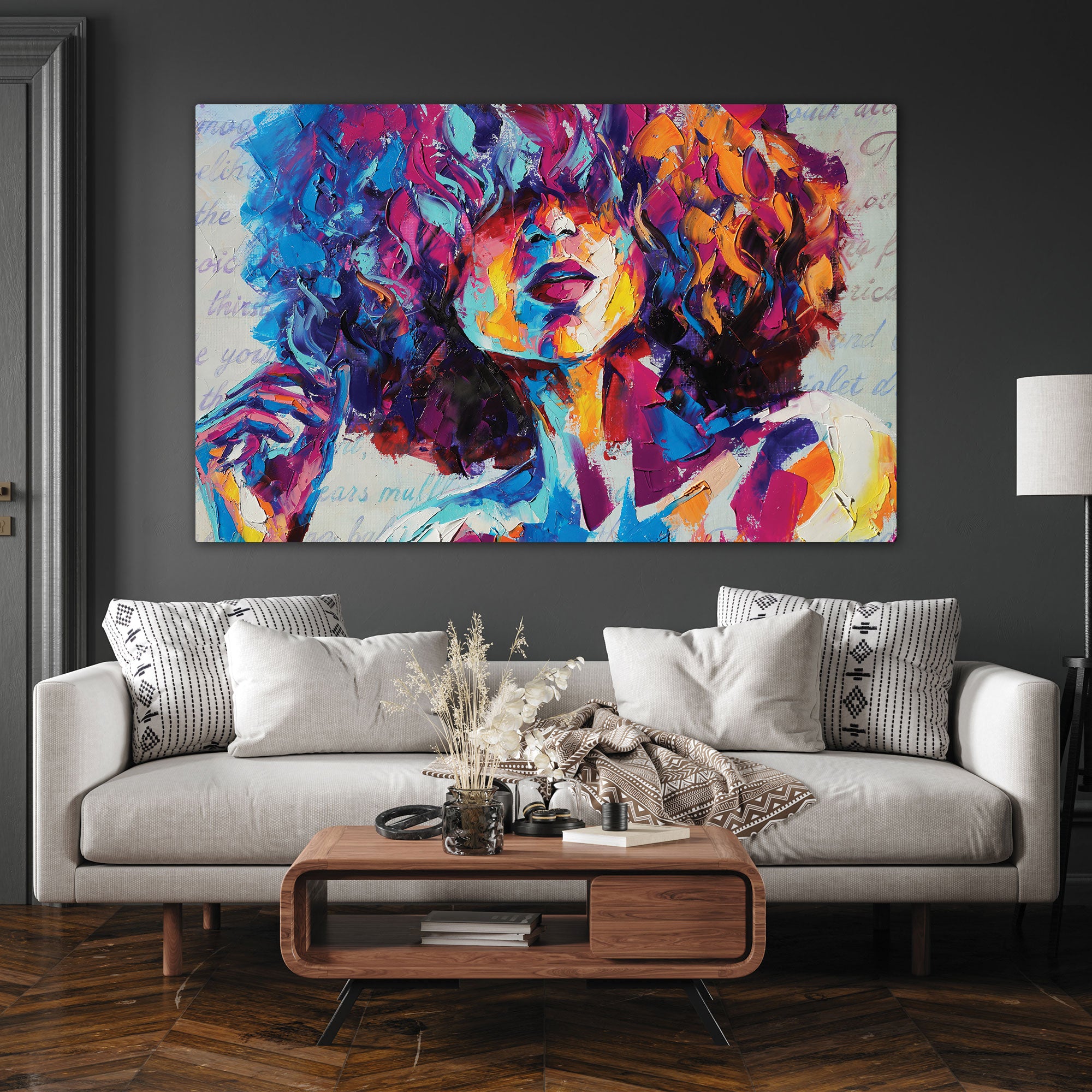 Woman faceAbstract Canvas painting with frame Big Size Wall Art for living room,Bedroom,Drawing room,Hotels