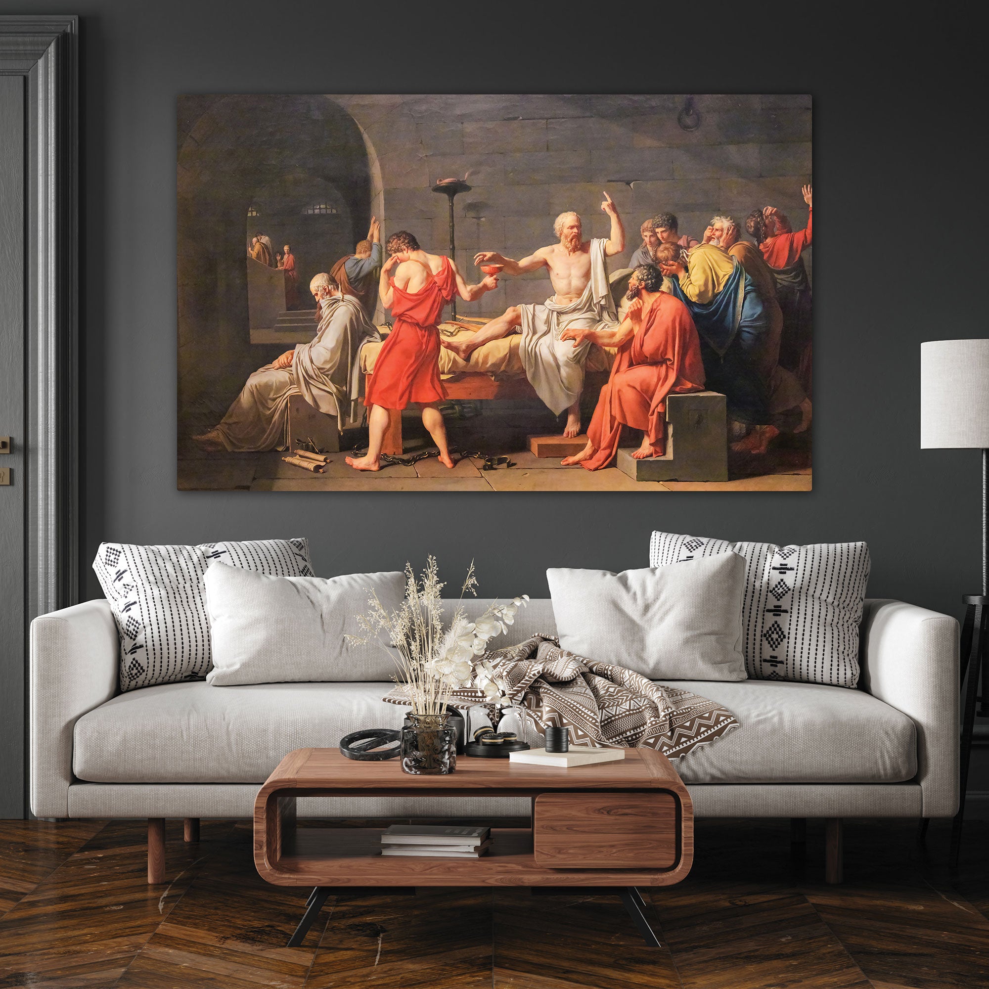 Death of socrates Canvas painting with frame Big Size Wall Art for living room,Bedroom,Drawing room,Hotels