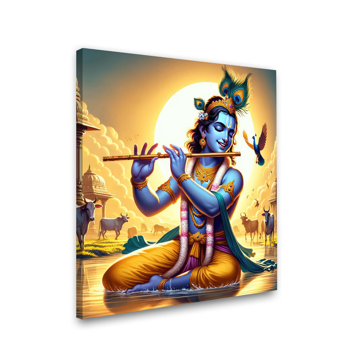 Krishna flute painting with frame Big Size Wall Art for living room, Bedroom, Drawing, room,Hotels