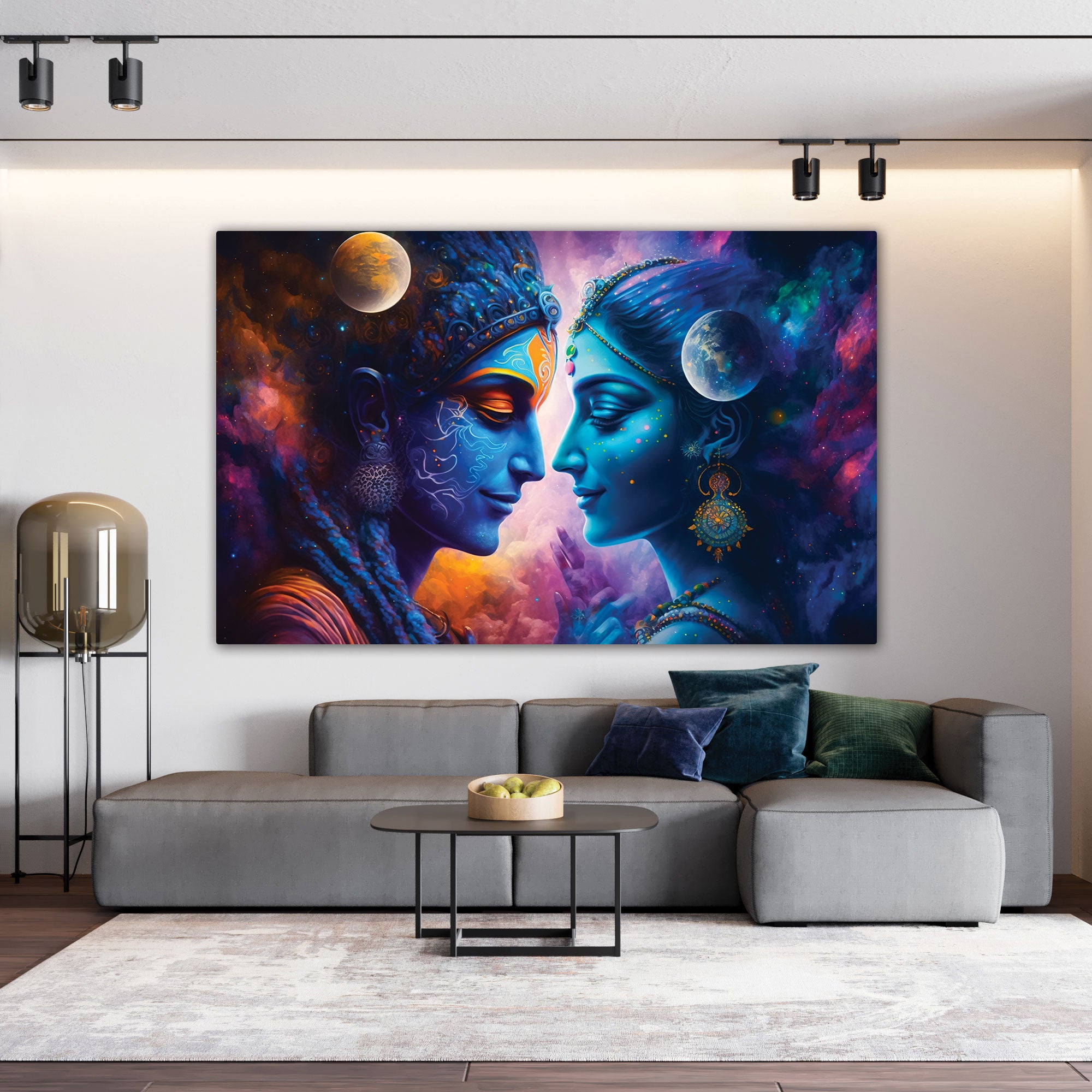 Beautiful radha krishna Canvas painting with frame Big Size Wall Art for living room,Bedroom,Drawing room,Hotels