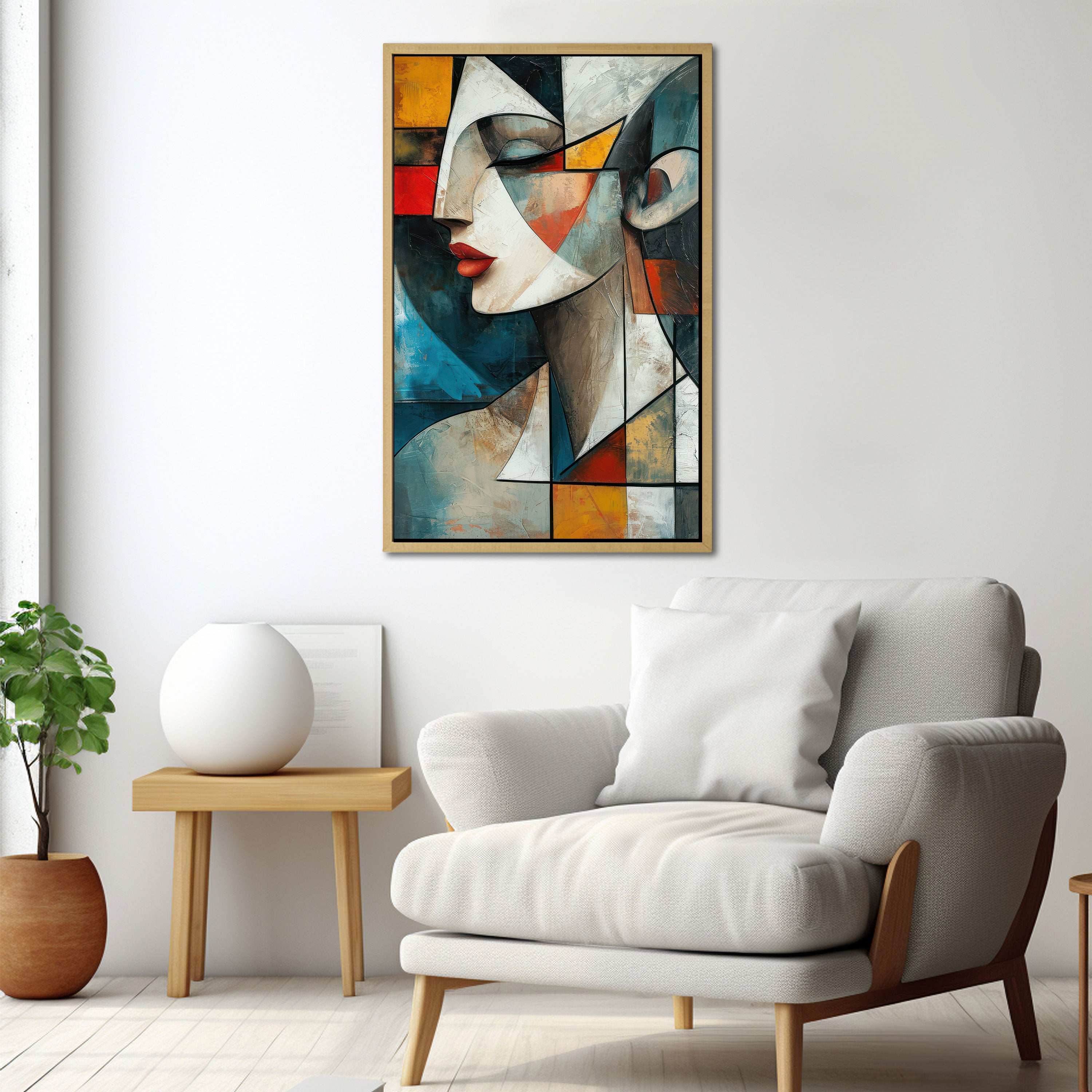 Women faceAbstract Canvas painting with frame Big Size Wall Art for living room,Bedroom,Drawing room,Hotels