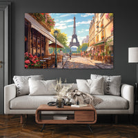 The Castle Decor cafe paris canvas/Sparkle painting Big Size Wall Art for living room,Bedroom,Drawing room,Hotels-Wooden Framed-Digital Painting