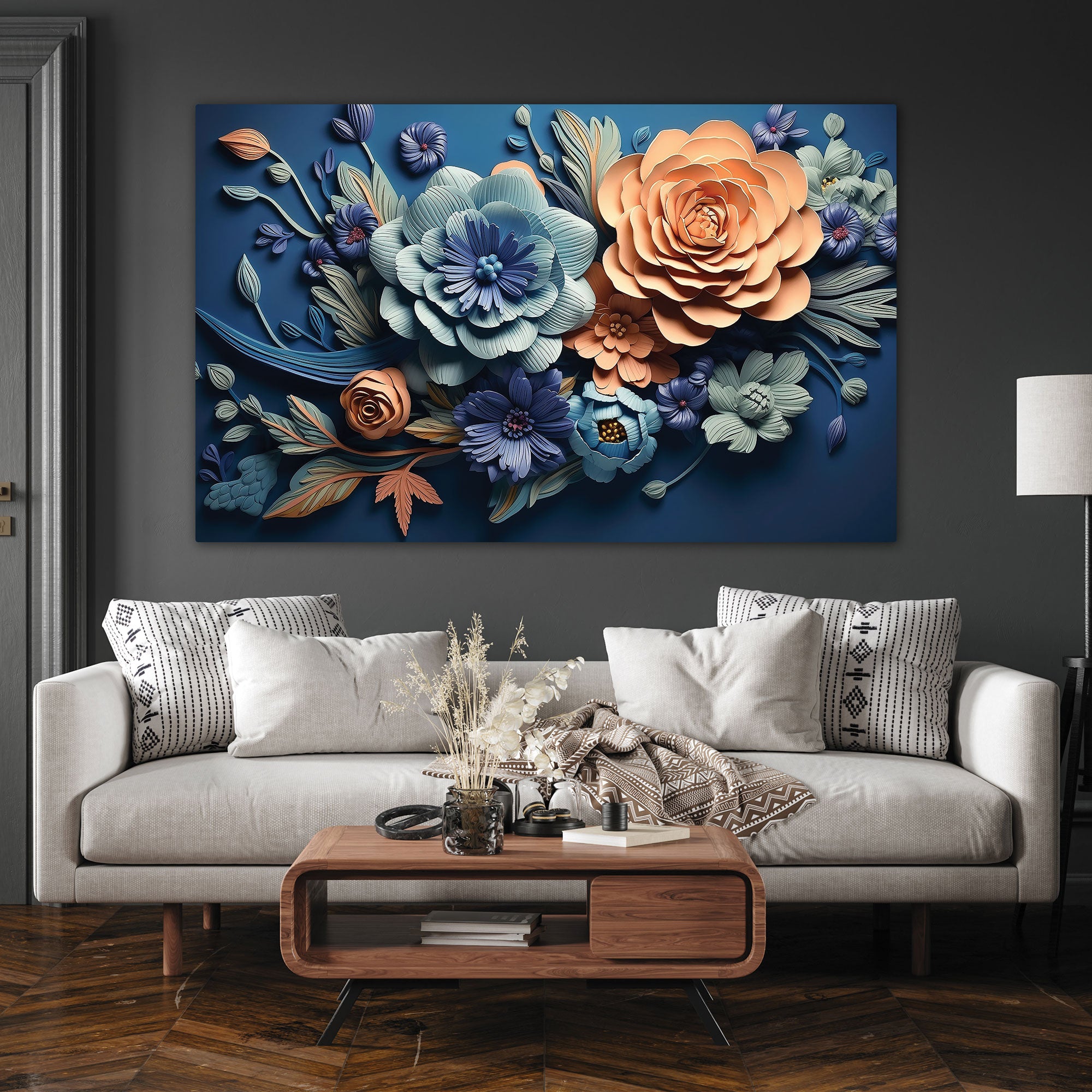 Modern flowers Canvas painting with frame Big Size Wall Art for living room,Bedroom,Drawing room,Hotels