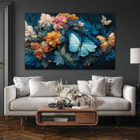 Butterfly flowers Canvas painting Big Size Wall Art for living room,Bedroom,Drawing room,Hotels