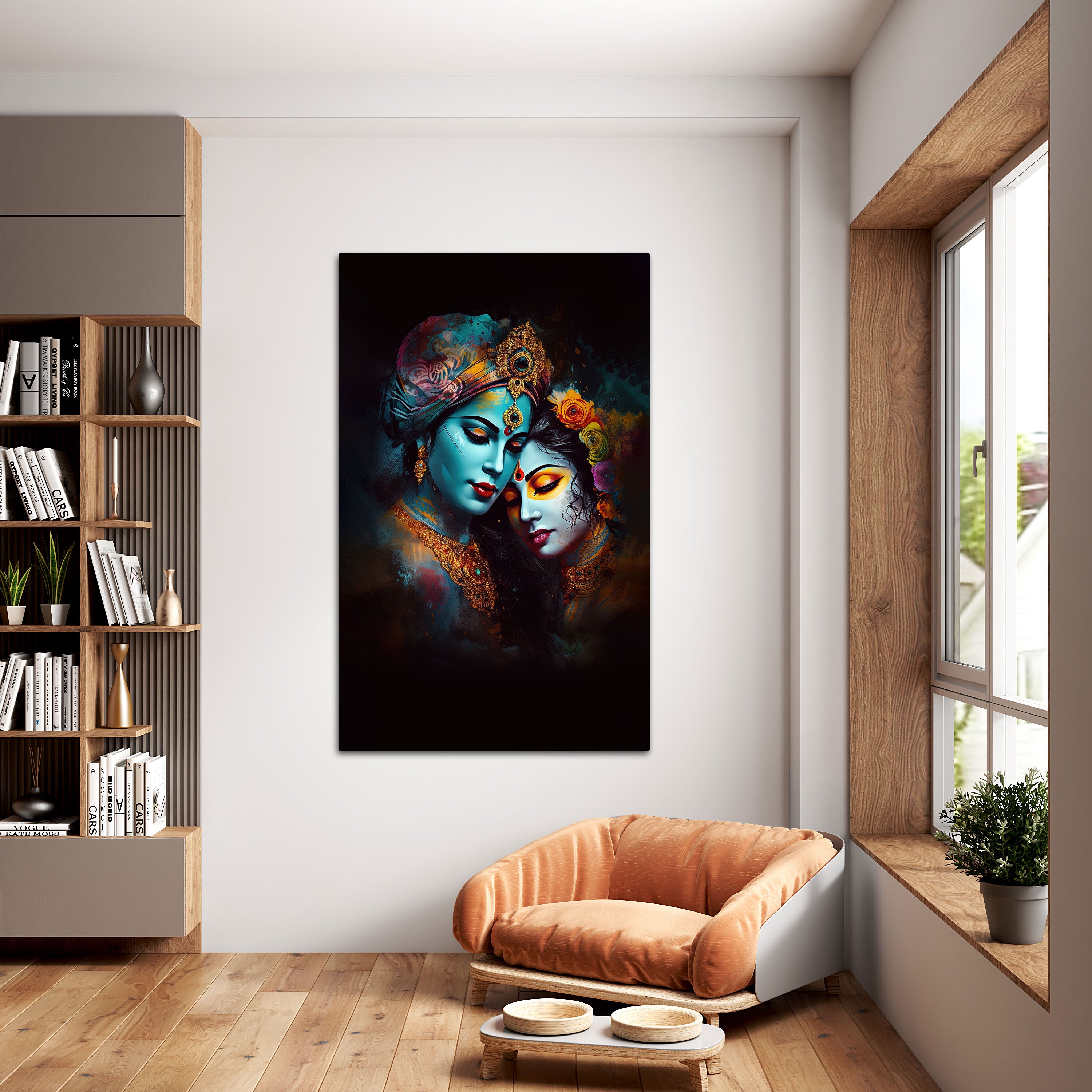 Radha krishan love Canvas painting with frame Big Size Wall Art for living room,Bedroom,Drawing room,Hotels