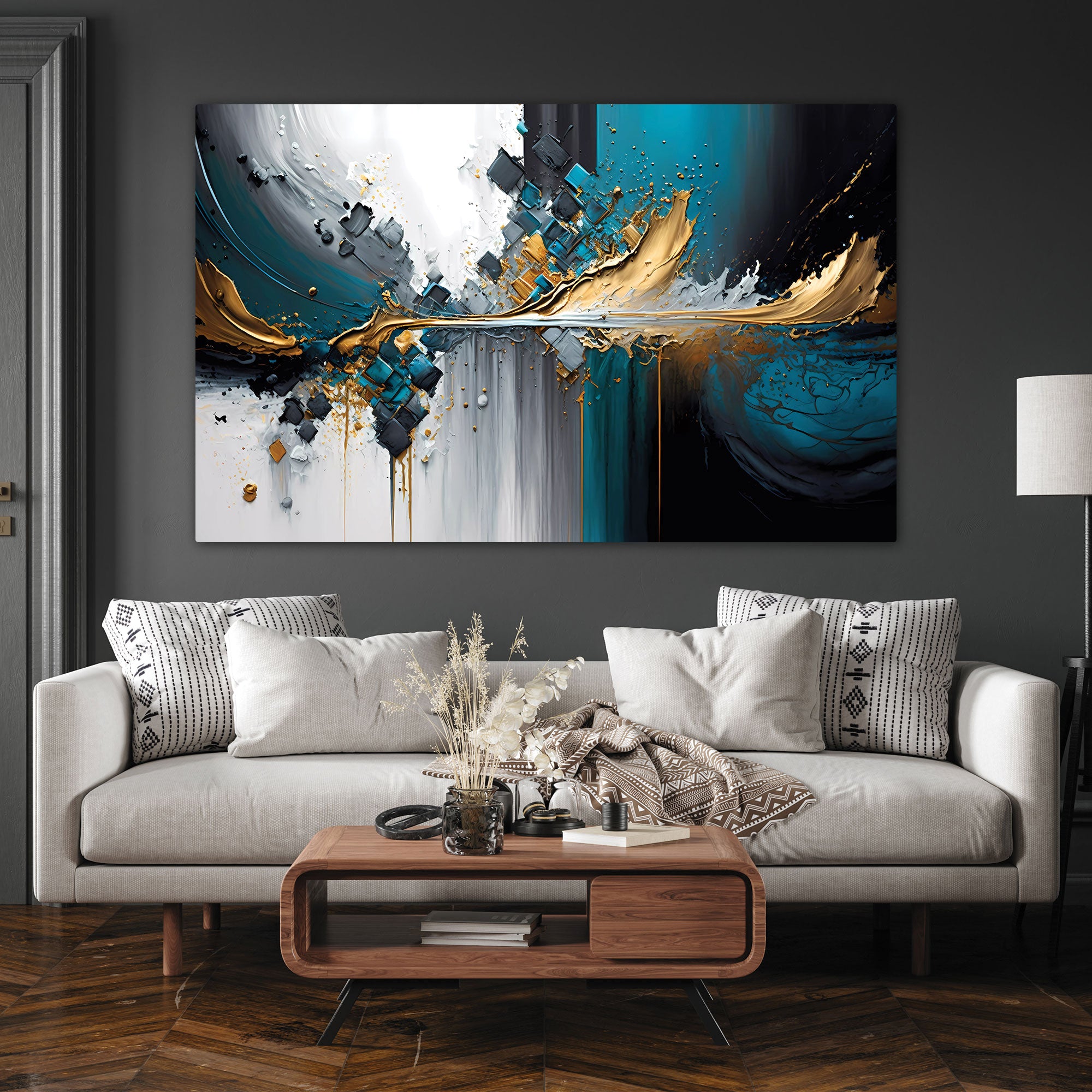 Splashes of bright paint Canvas painting with frame Big Size Wall Art for living room,Bedroom,Drawing room,Hotels