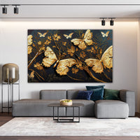 Golden butterflies Canvas painting Big Size Wall Art for living room,Bedroom,Drawing room,Hotels