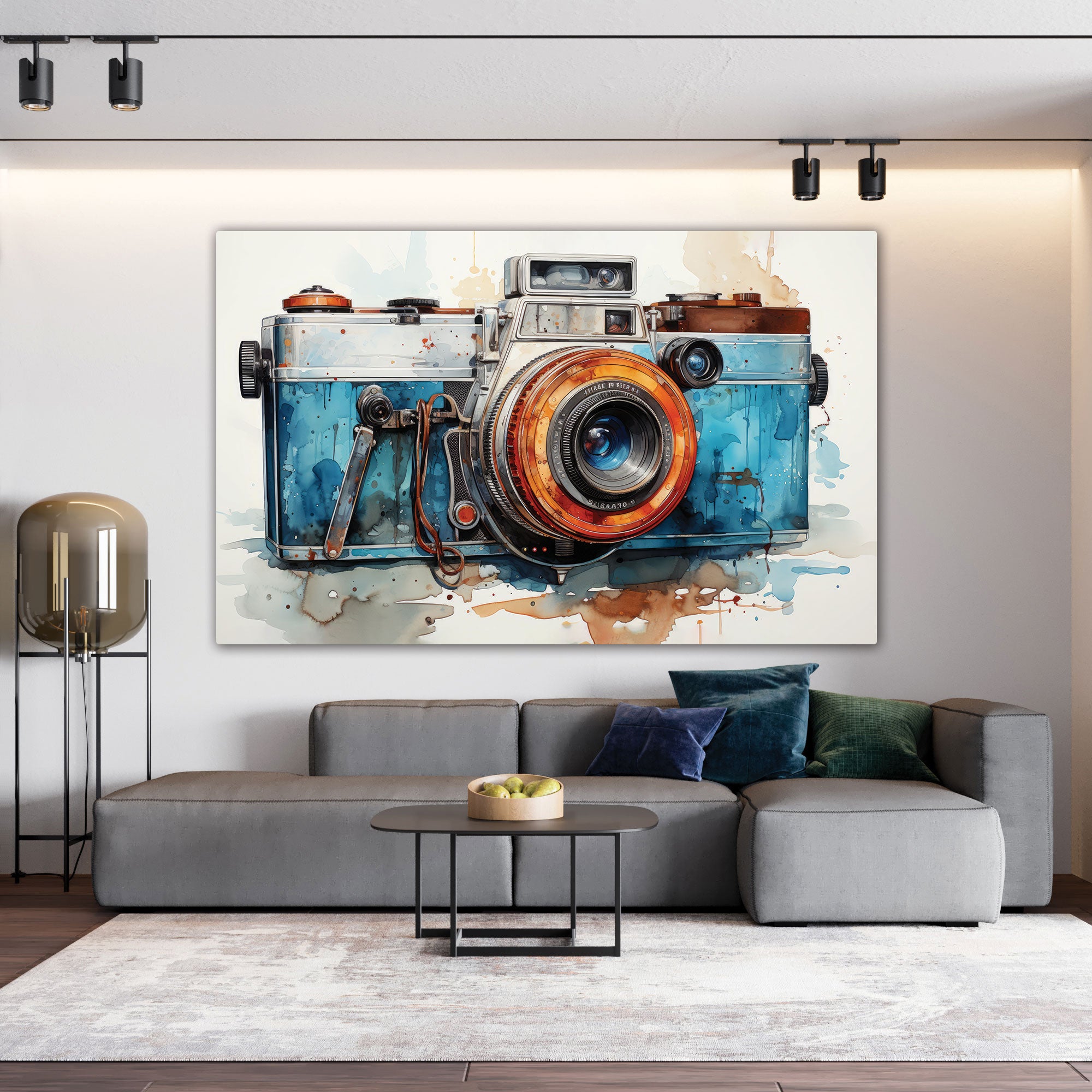 CameraAbstract Canvas painting with frame Big Size Wall Art for living room,Bedroom,Drawing room,Hotels