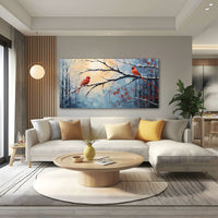 The Castle Decor birds abstract canvas/Sparkle painting Big Size Wall Art for living room,Bedroom,Drawing room,Hotels-Wooden Framed-Digital Painting