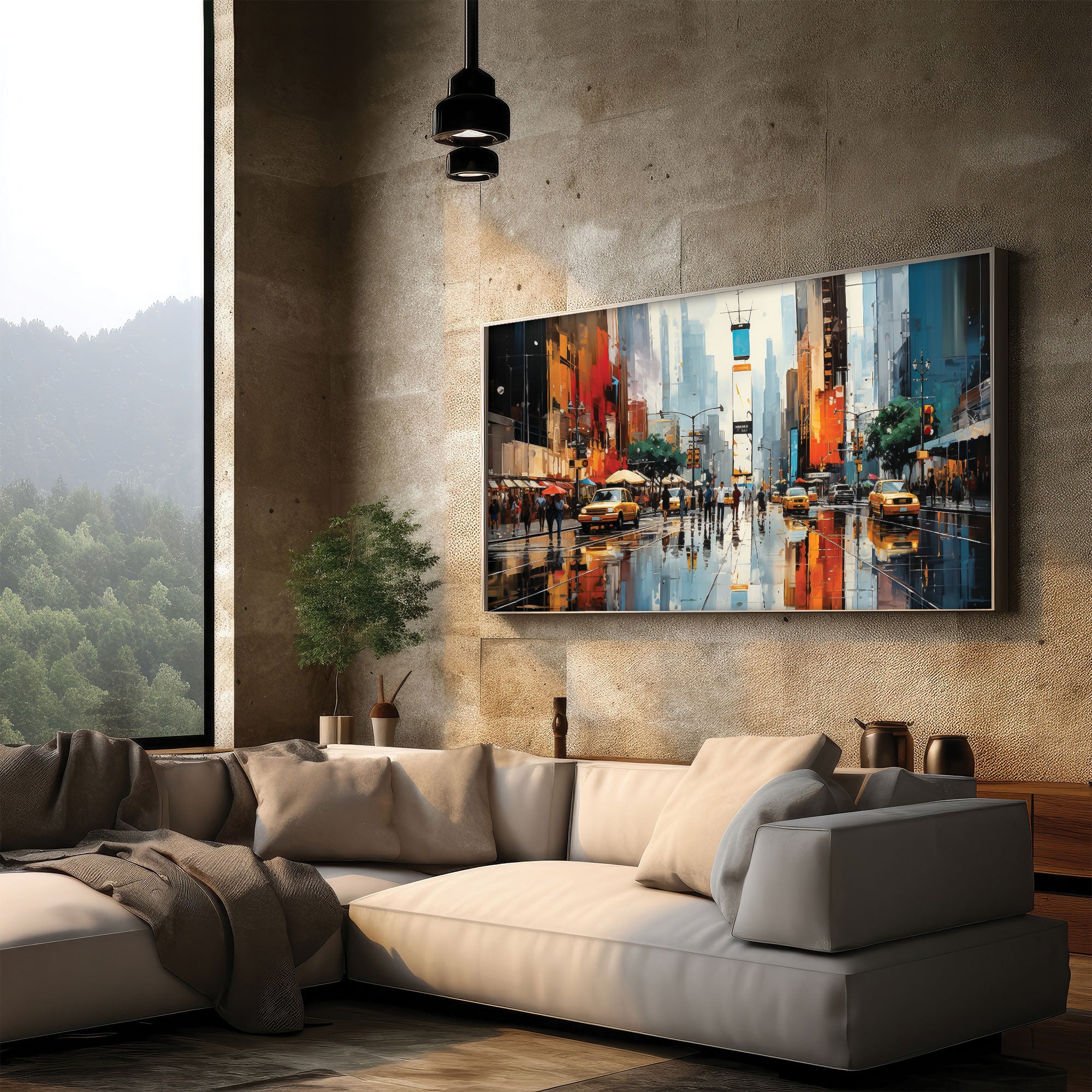 CityAbstract Canvas painting with frame Big Size Wall Art for living room,Bedroom,Drawing room,Hotels