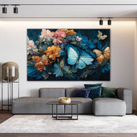 Butterfly flowers Canvas painting Big Size Wall Art for living room,Bedroom,Drawing room,Hotels