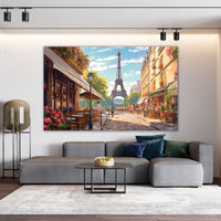 The Castle Decor cafe paris canvas/Sparkle painting Big Size Wall Art for living room,Bedroom,Drawing room,Hotels-Wooden Framed-Digital Painting
