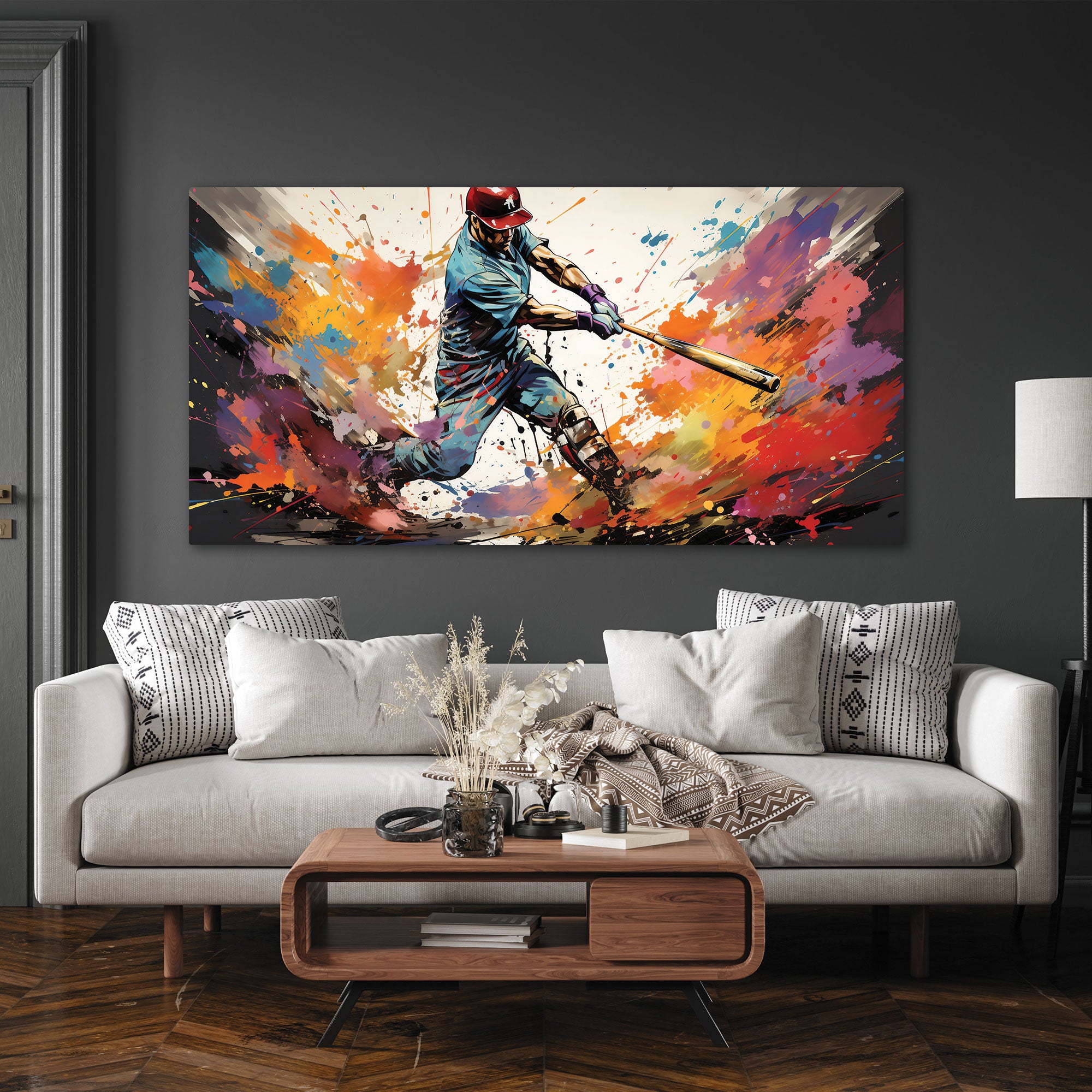 Baseball Canvas painting with frame Big Size Wall Art for living room,Bedroom,Drawing room,Hotels