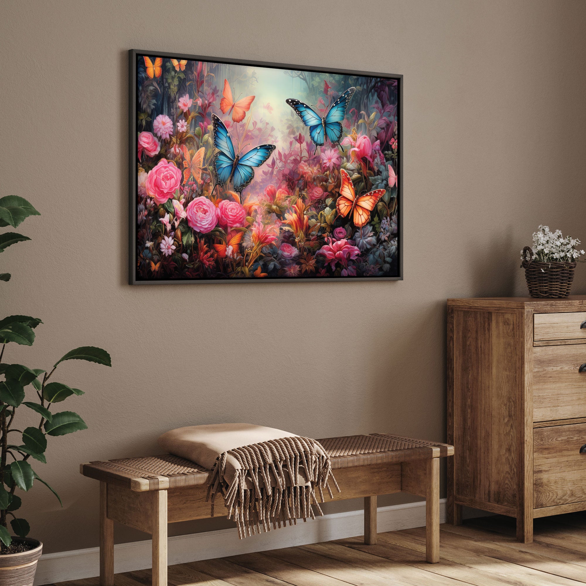 Buttrflies Abstract Canvas painting with frame Big Size Wall Art for living room,Bedroom,Drawing room,Hotels