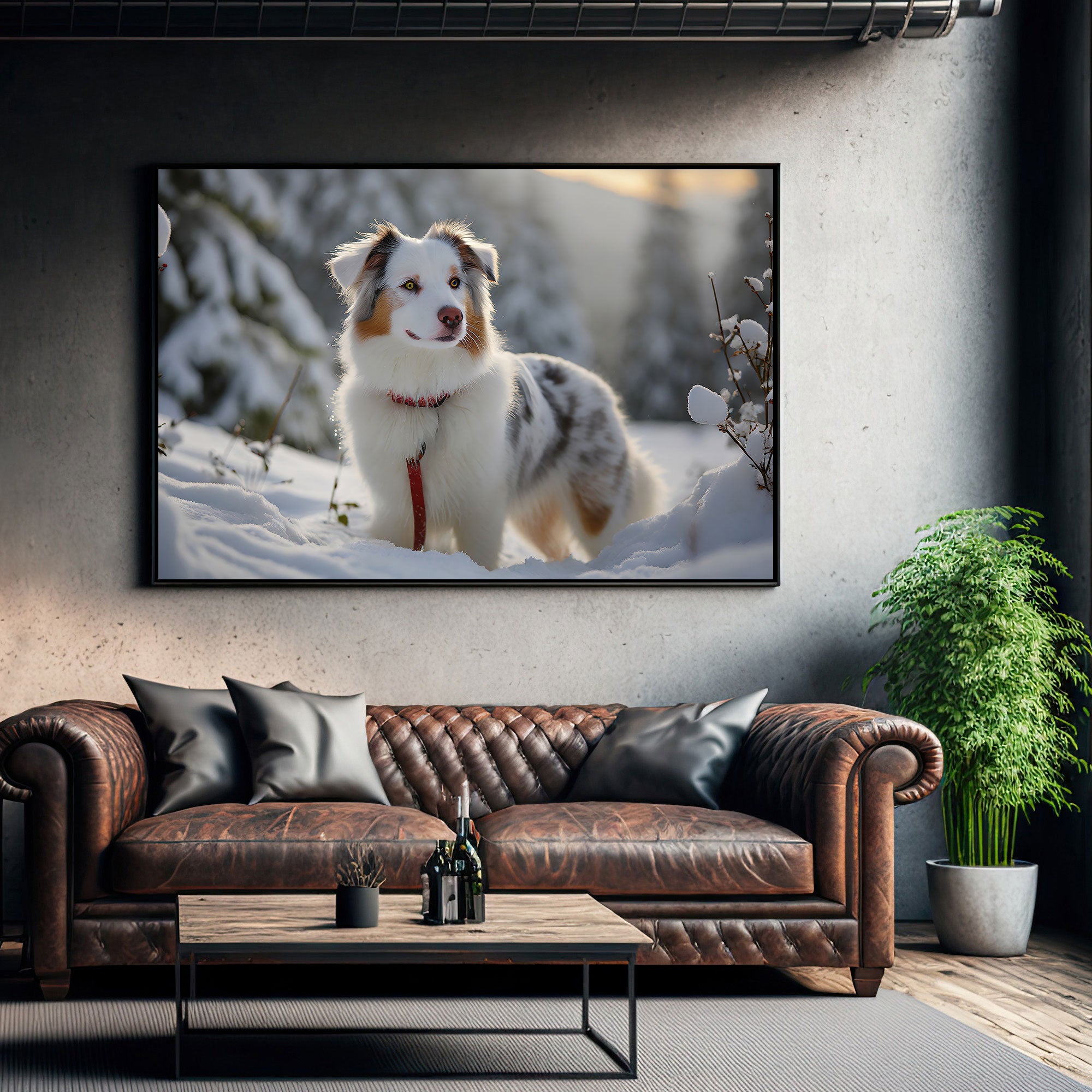 Dog Canvas painting with frame Big Size Wall Art for living room,Bedroom,Drawing room,Hotels