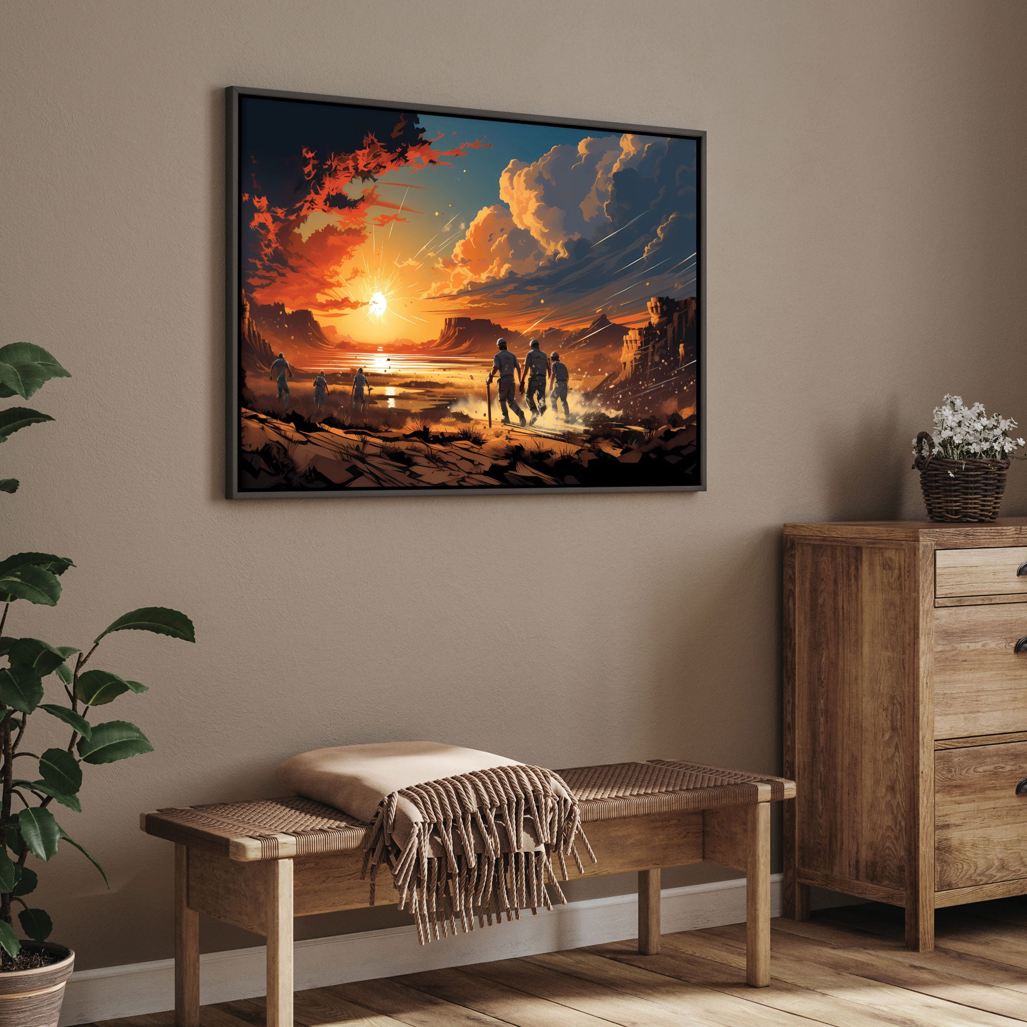 Cricket Canvas painting with frame Big Size Wall Art for living room,Bedroom,Drawing room,Hotels